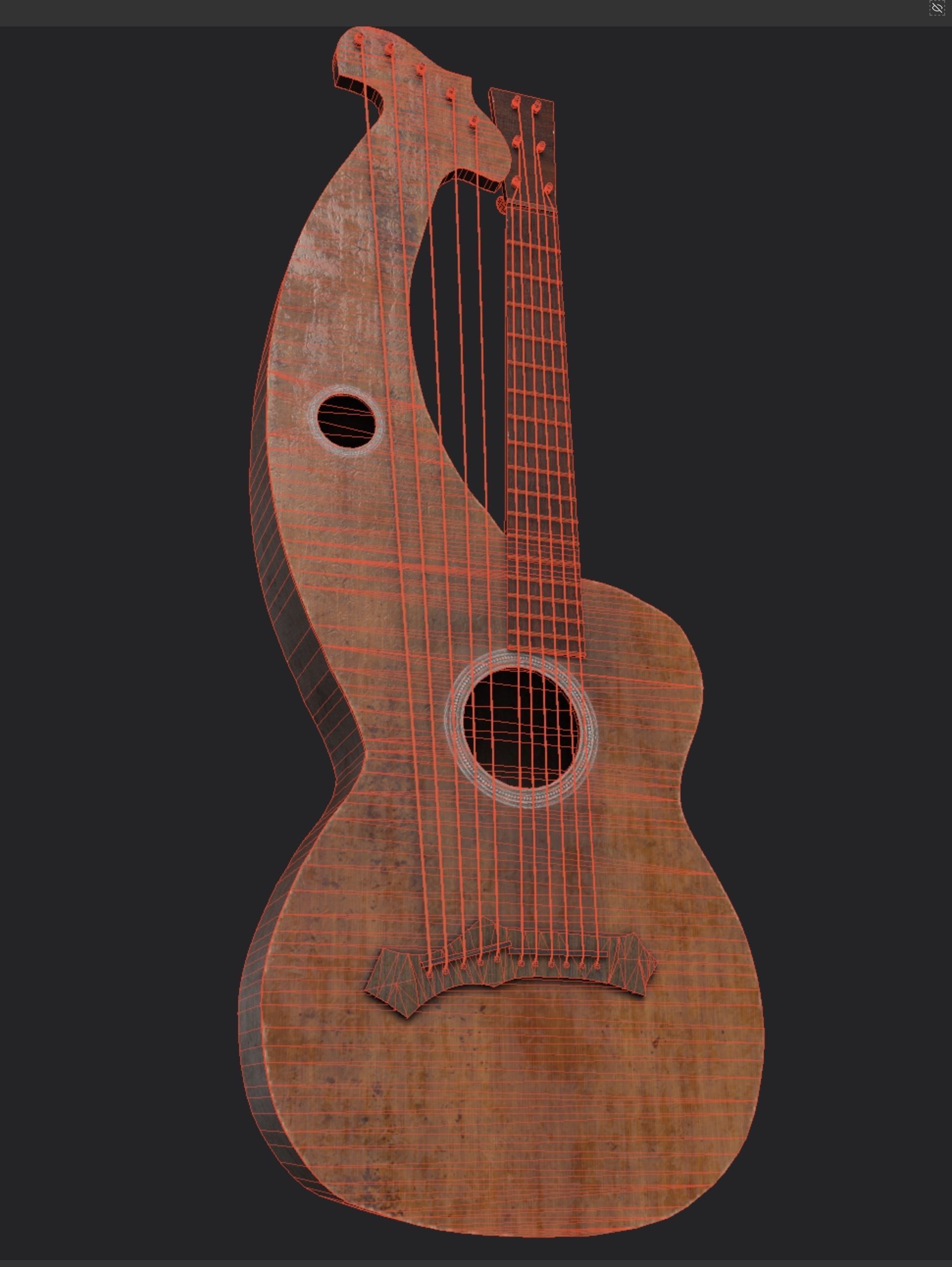 Harpguitar wooden guitar 3D model_7