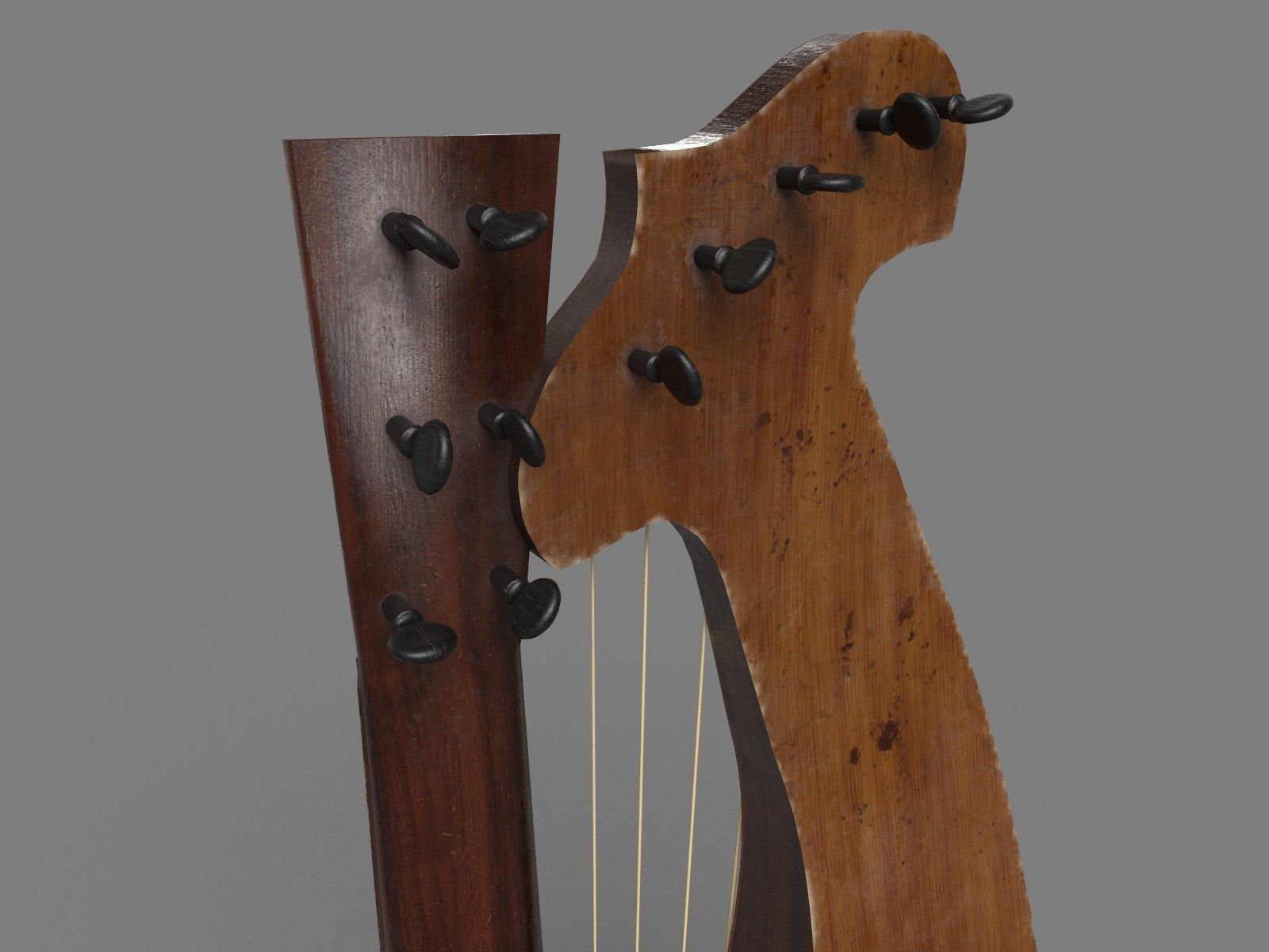 Harpguitar wooden guitar 3D model_4
