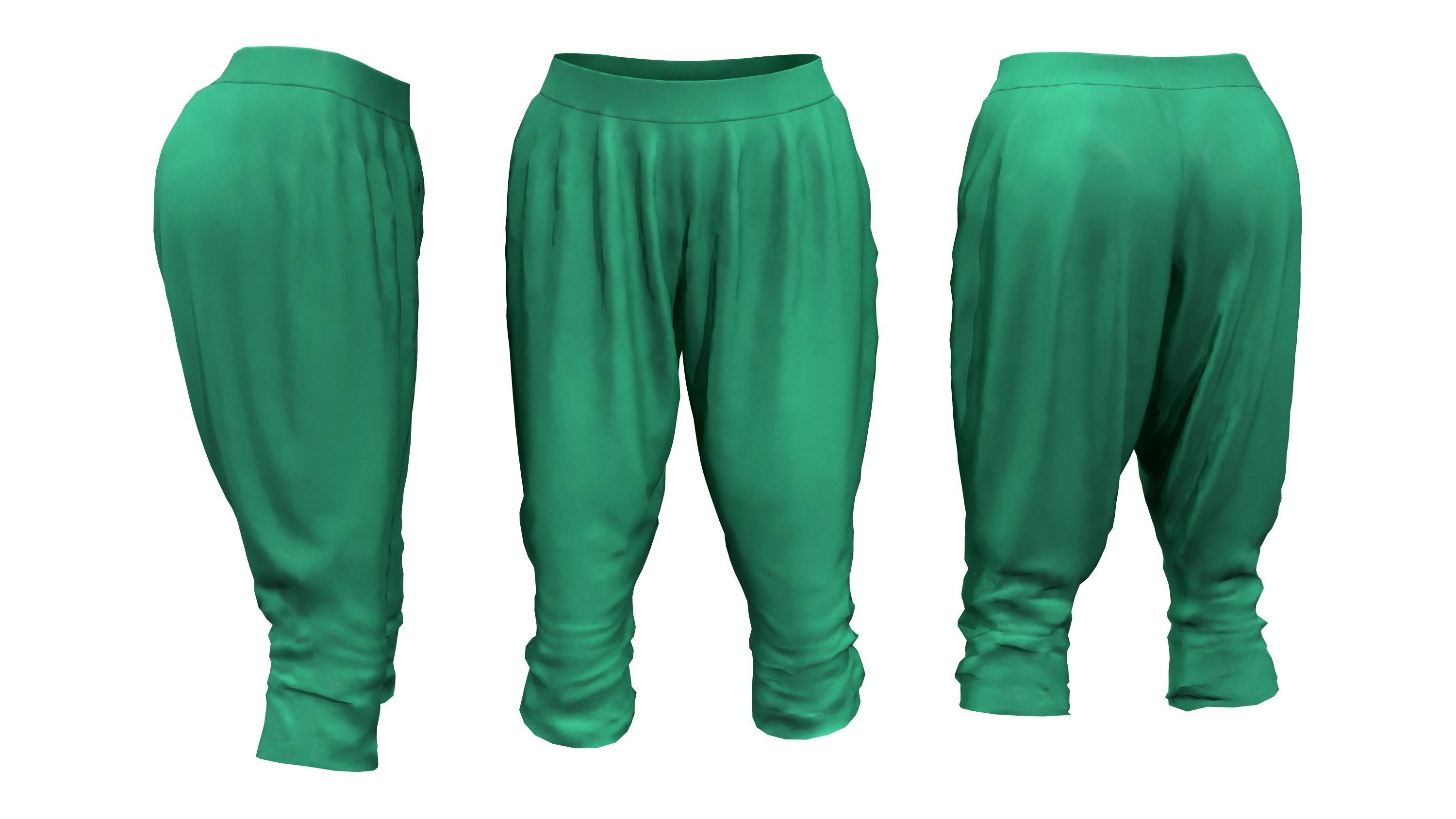 Ladies Jersey Harem Capris Low-poly 3D model_5