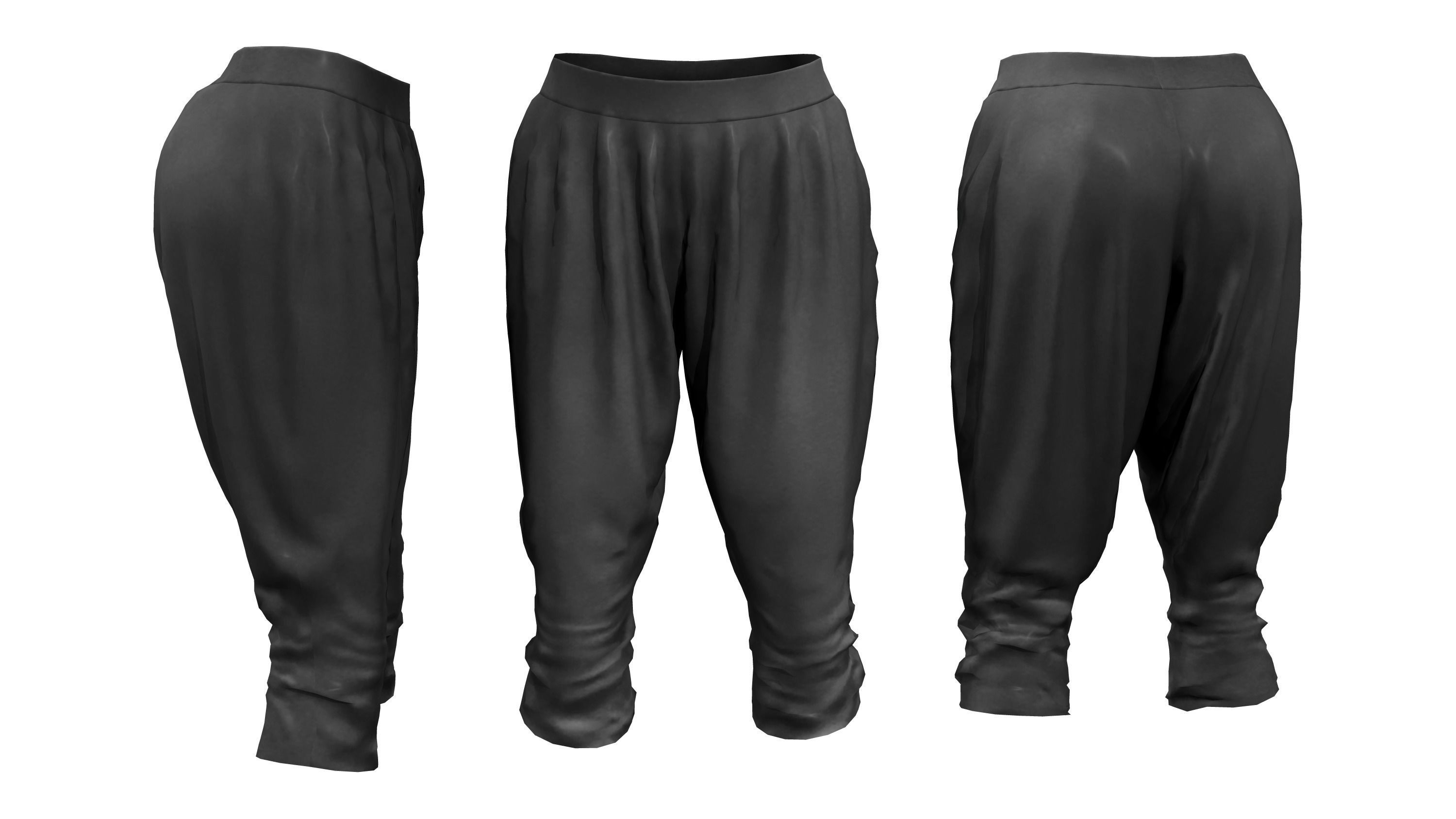 Ladies Jersey Harem Capris Low-poly 3D model_6