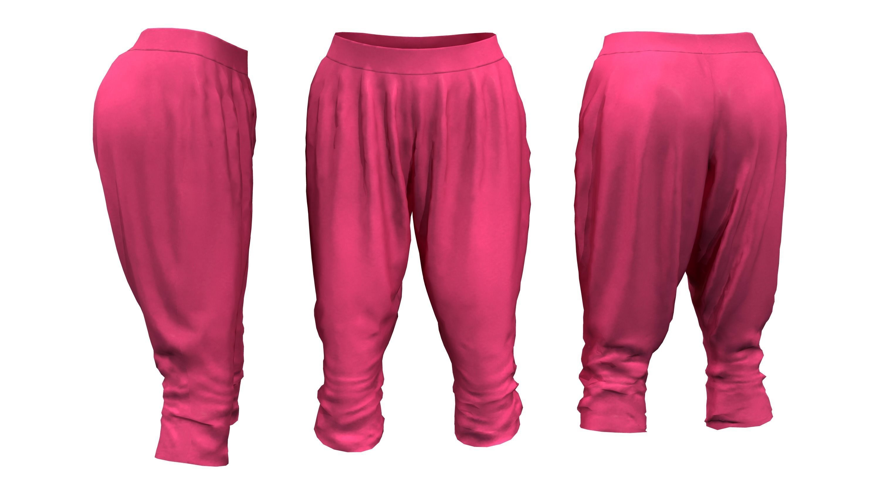 Ladies Jersey Harem Capris Low-poly 3D model_4