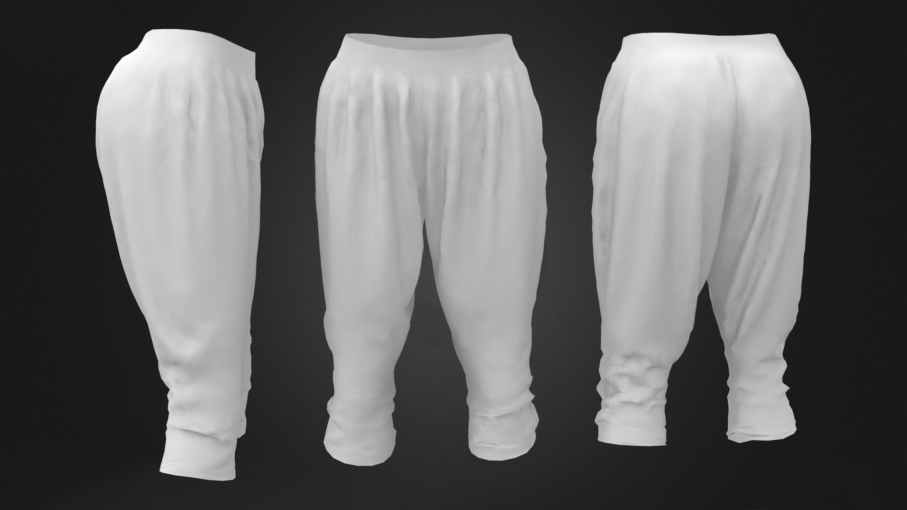 Ladies Jersey Harem Capris Low-poly 3D model_9