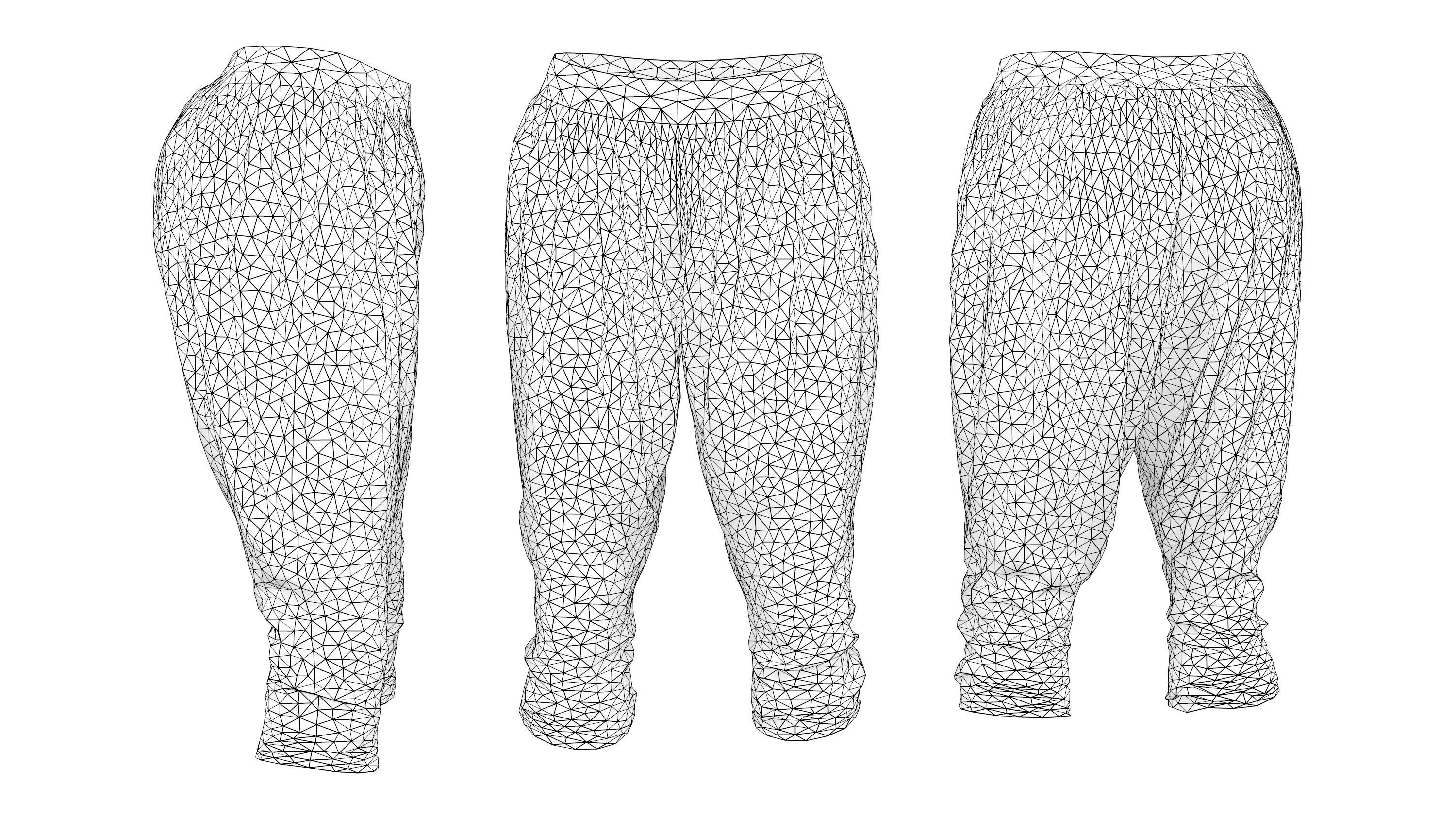 Ladies Jersey Harem Capris Low-poly 3D model_8