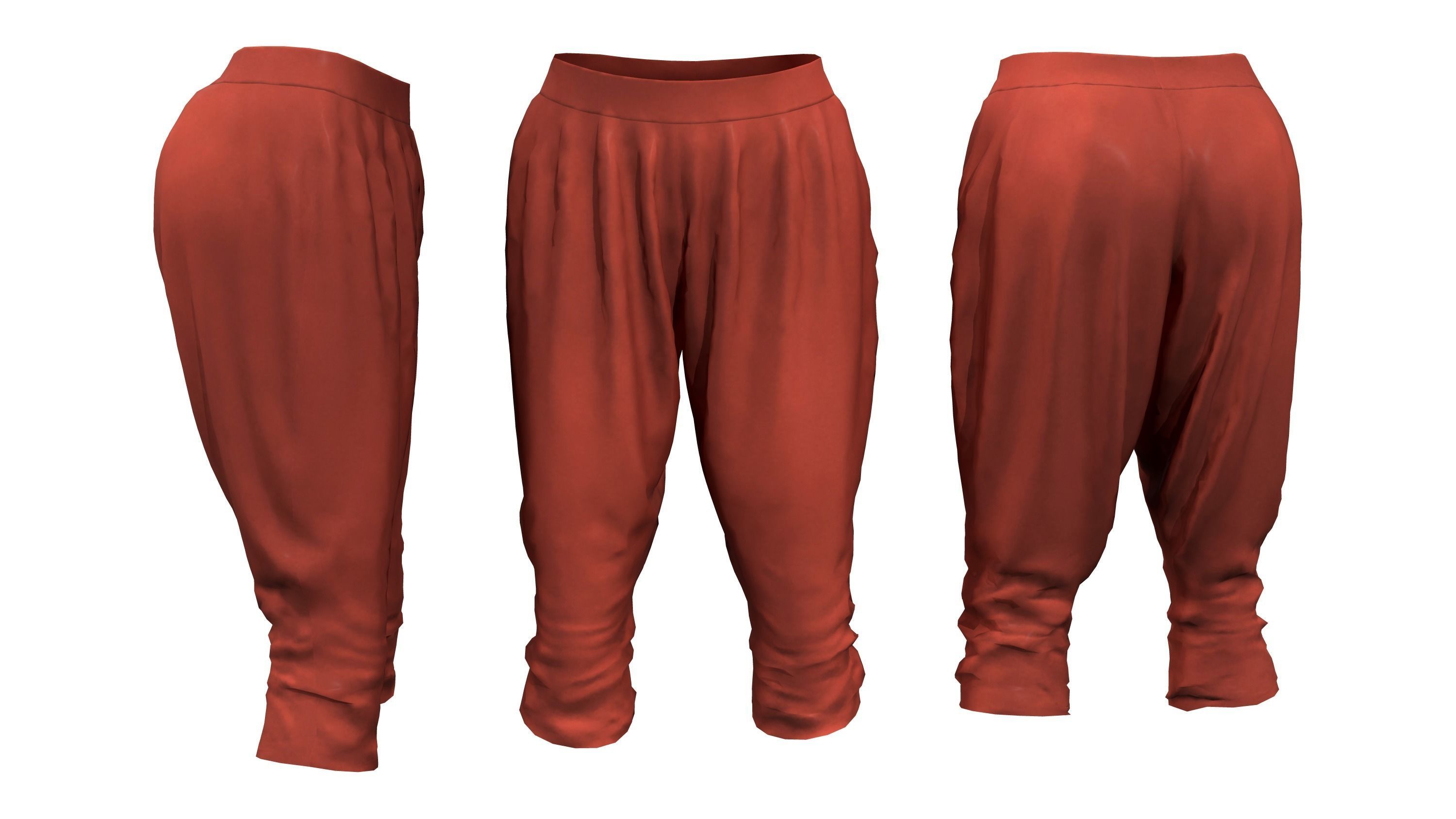 Ladies Jersey Harem Capris Low-poly 3D model_2