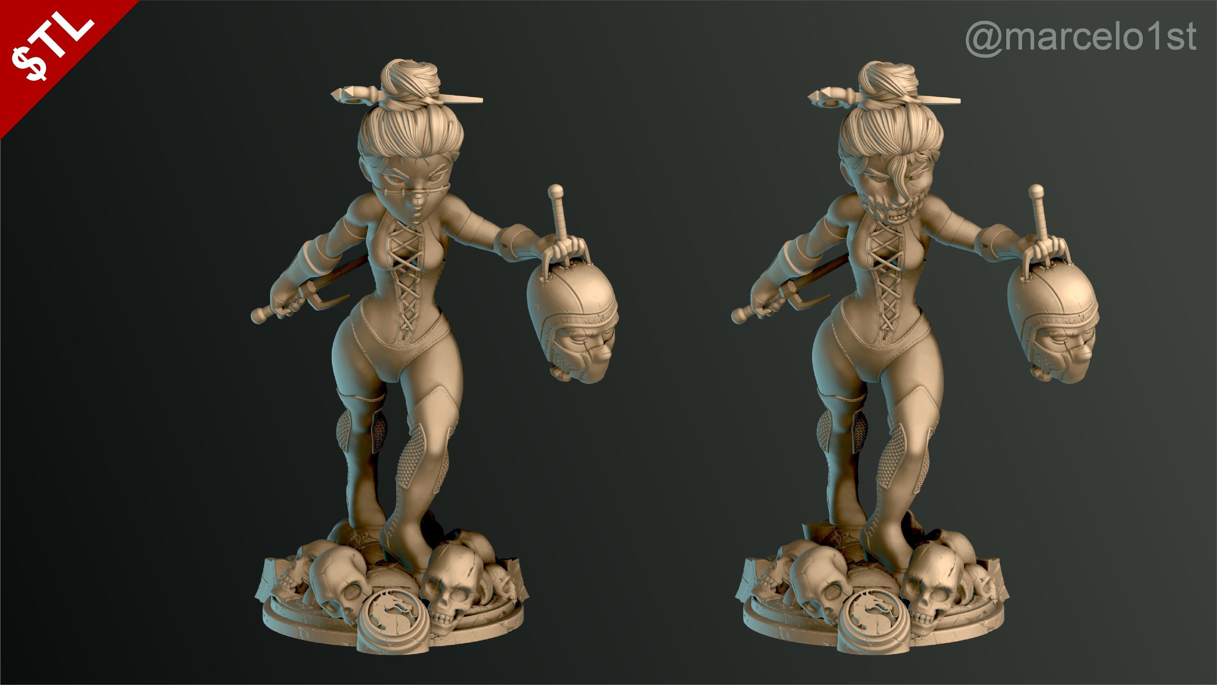 Mileena - Mortal Kombat 3 Statue 3D print model_2