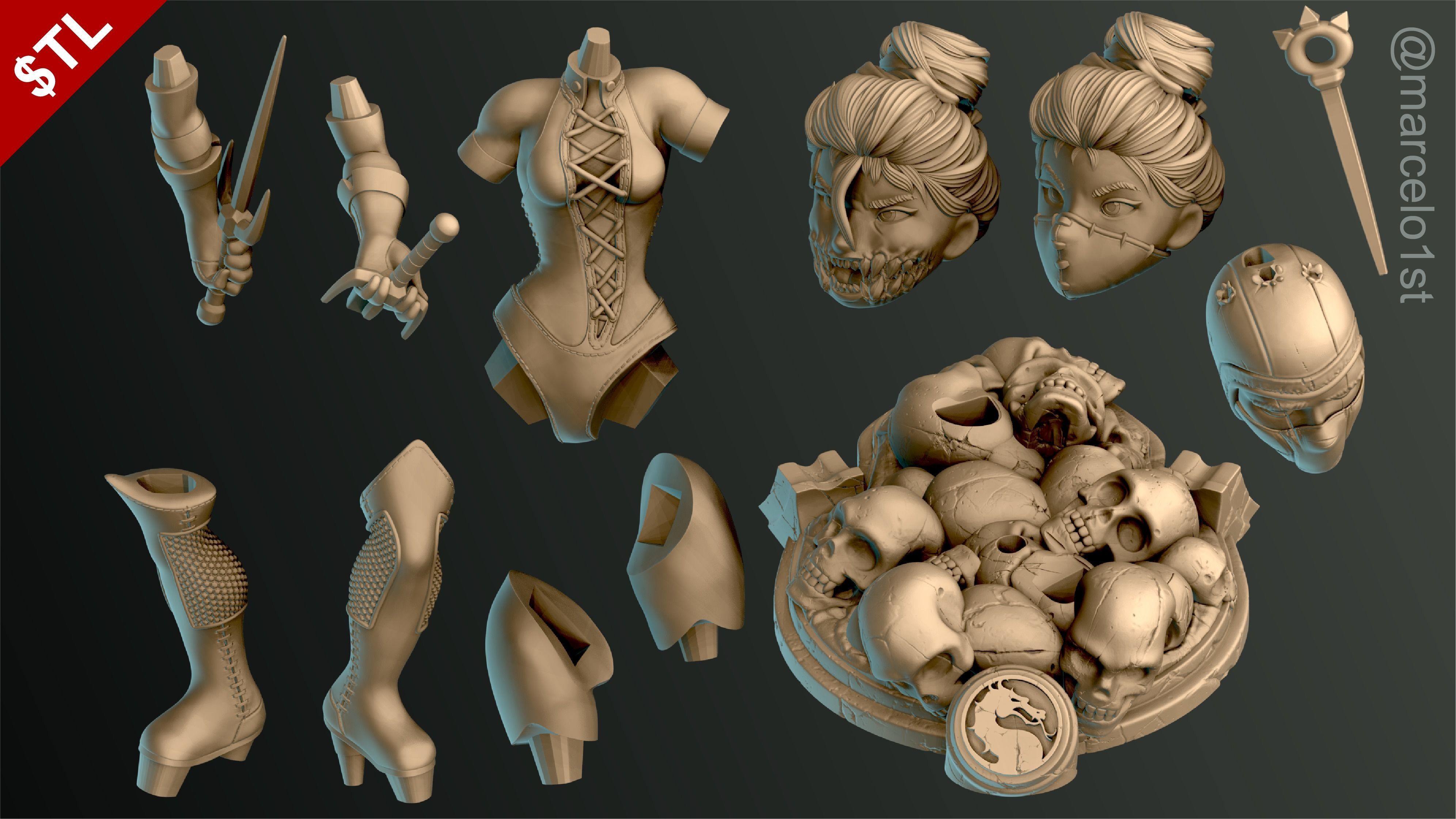 Mileena - Mortal Kombat 3 Statue 3D print model_1