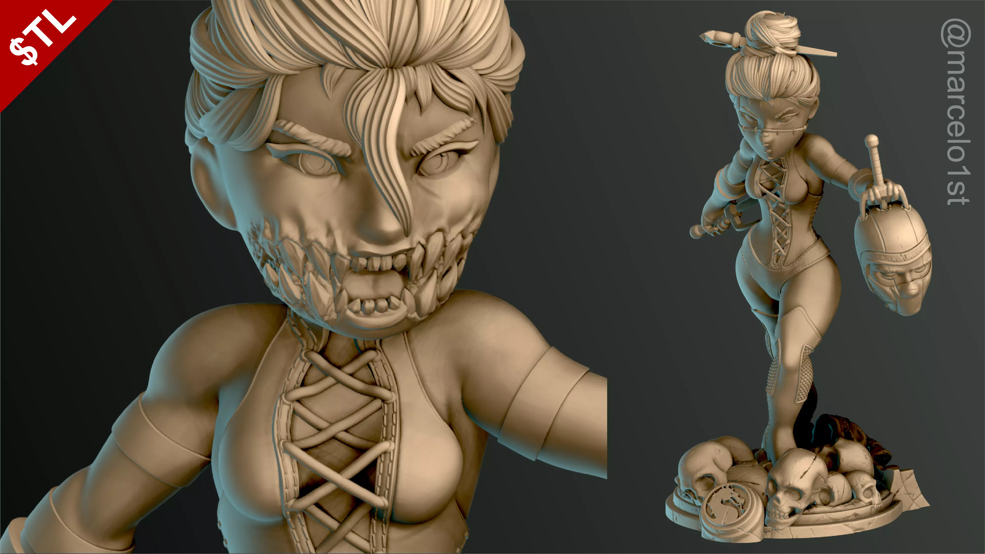 Mileena - Mortal Kombat 3 Statue 3D print model_0