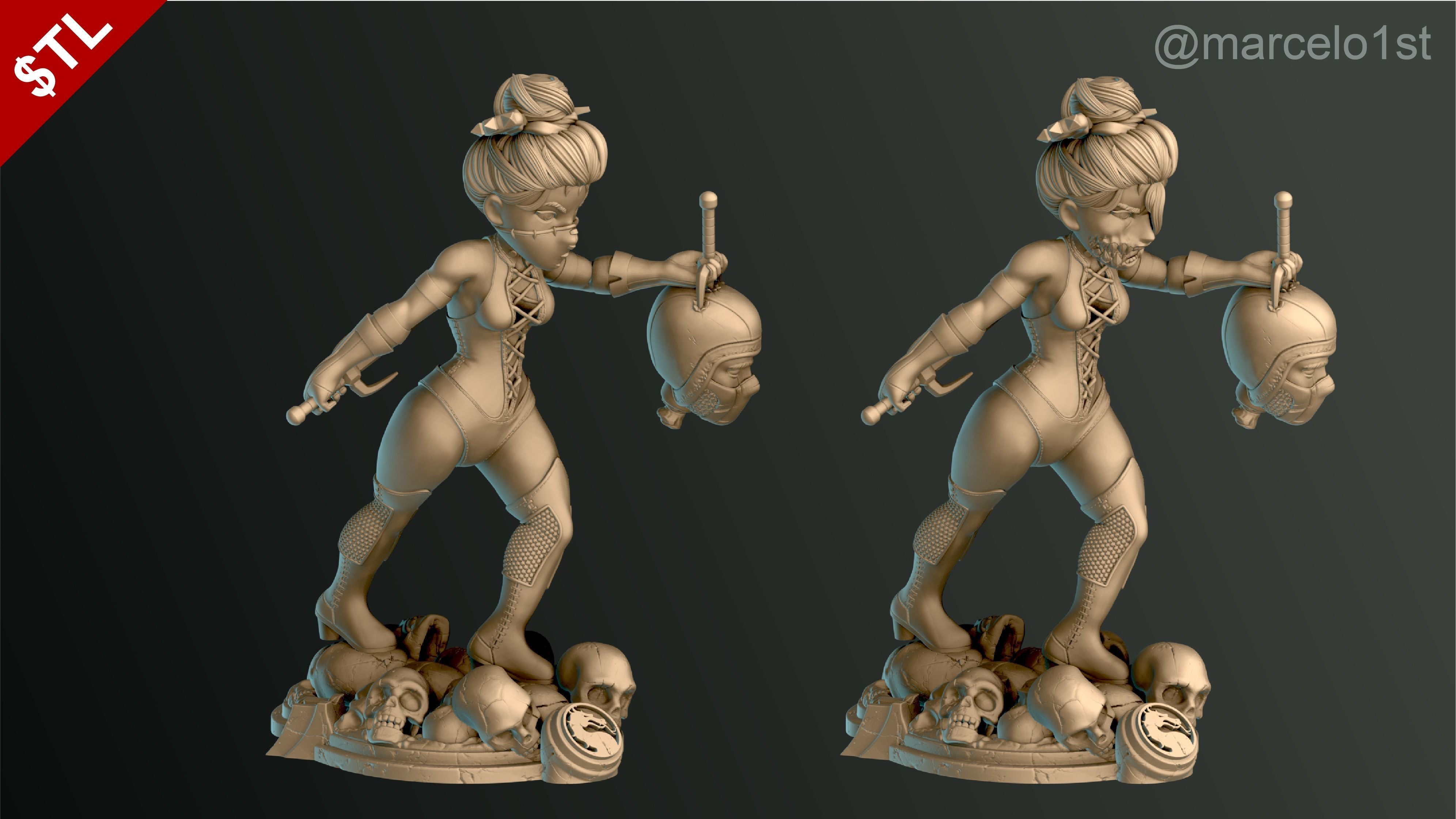 Mileena - Mortal Kombat 3 Statue 3D print model_17