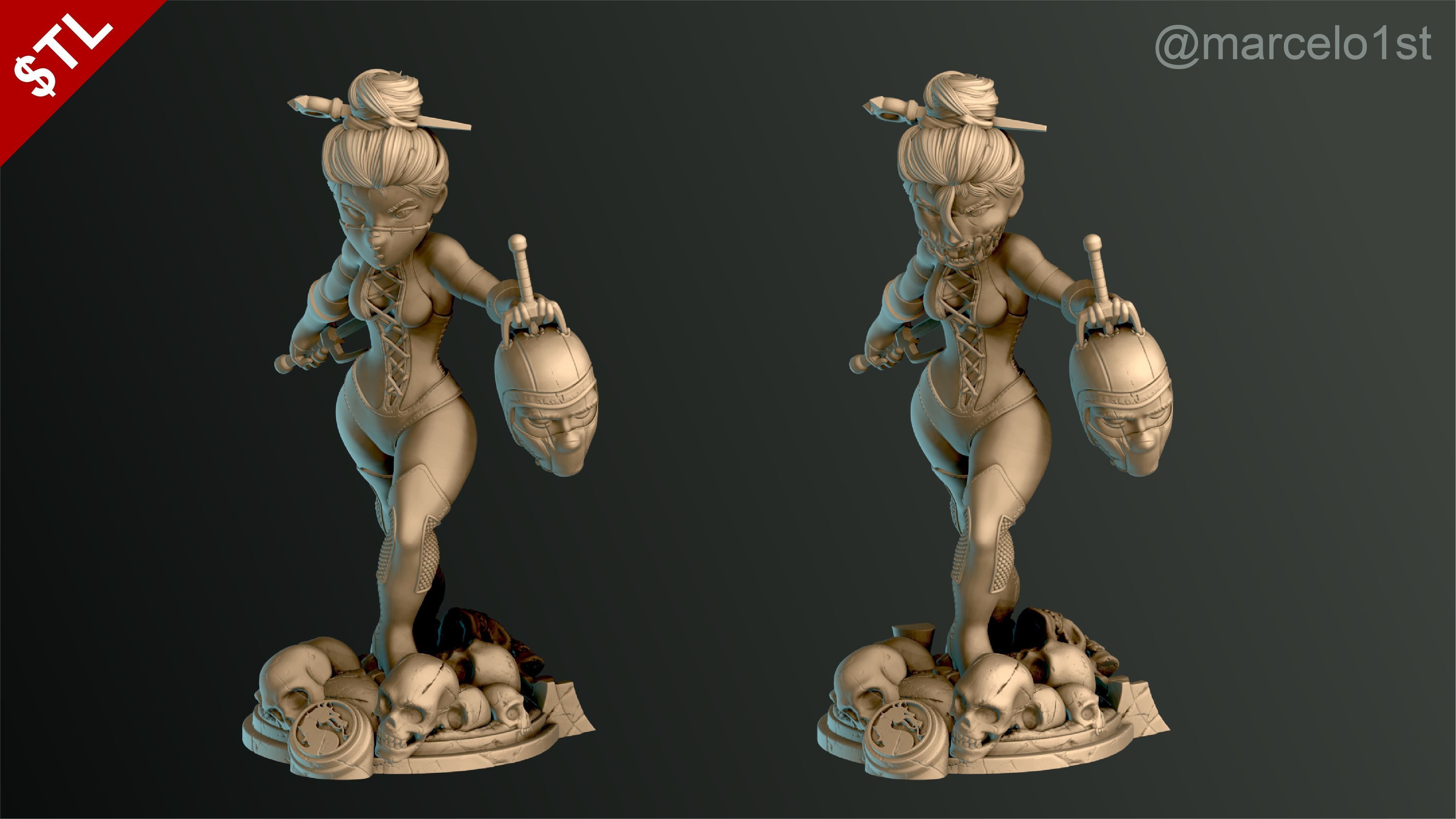 Mileena - Mortal Kombat 3 Statue 3D print model_5