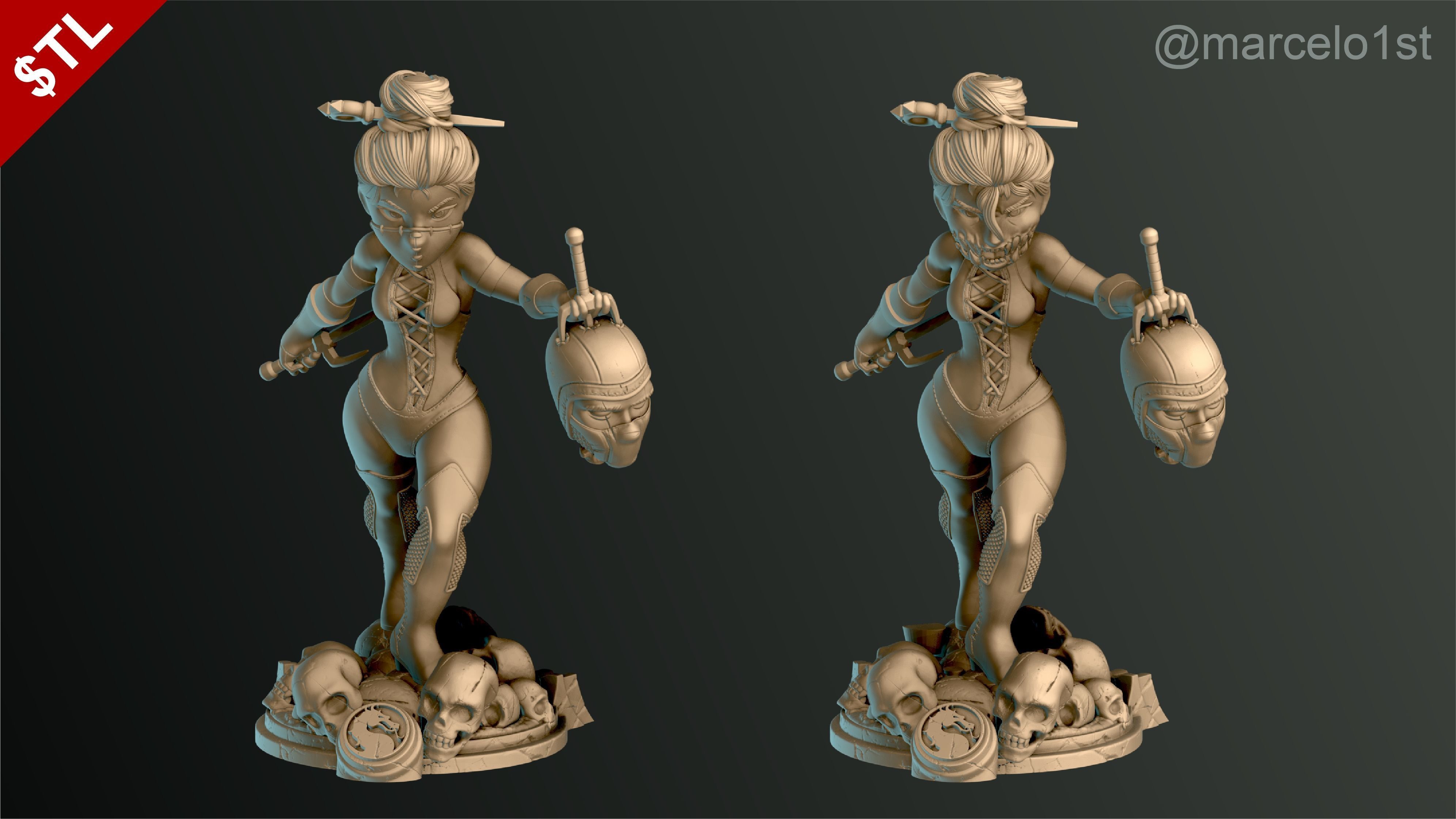 Mileena - Mortal Kombat 3 Statue 3D print model_4