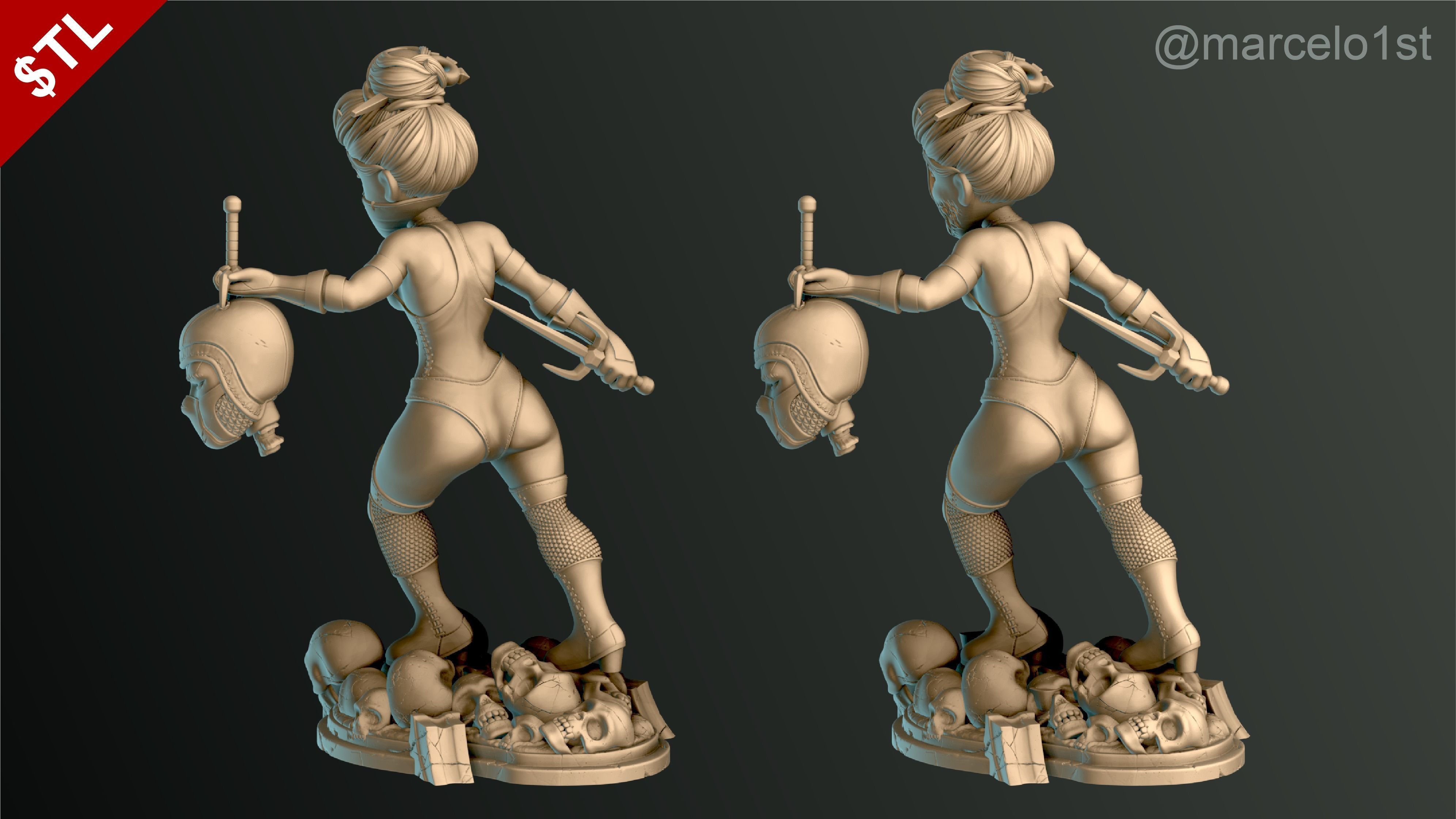 Mileena - Mortal Kombat 3 Statue 3D print model_10