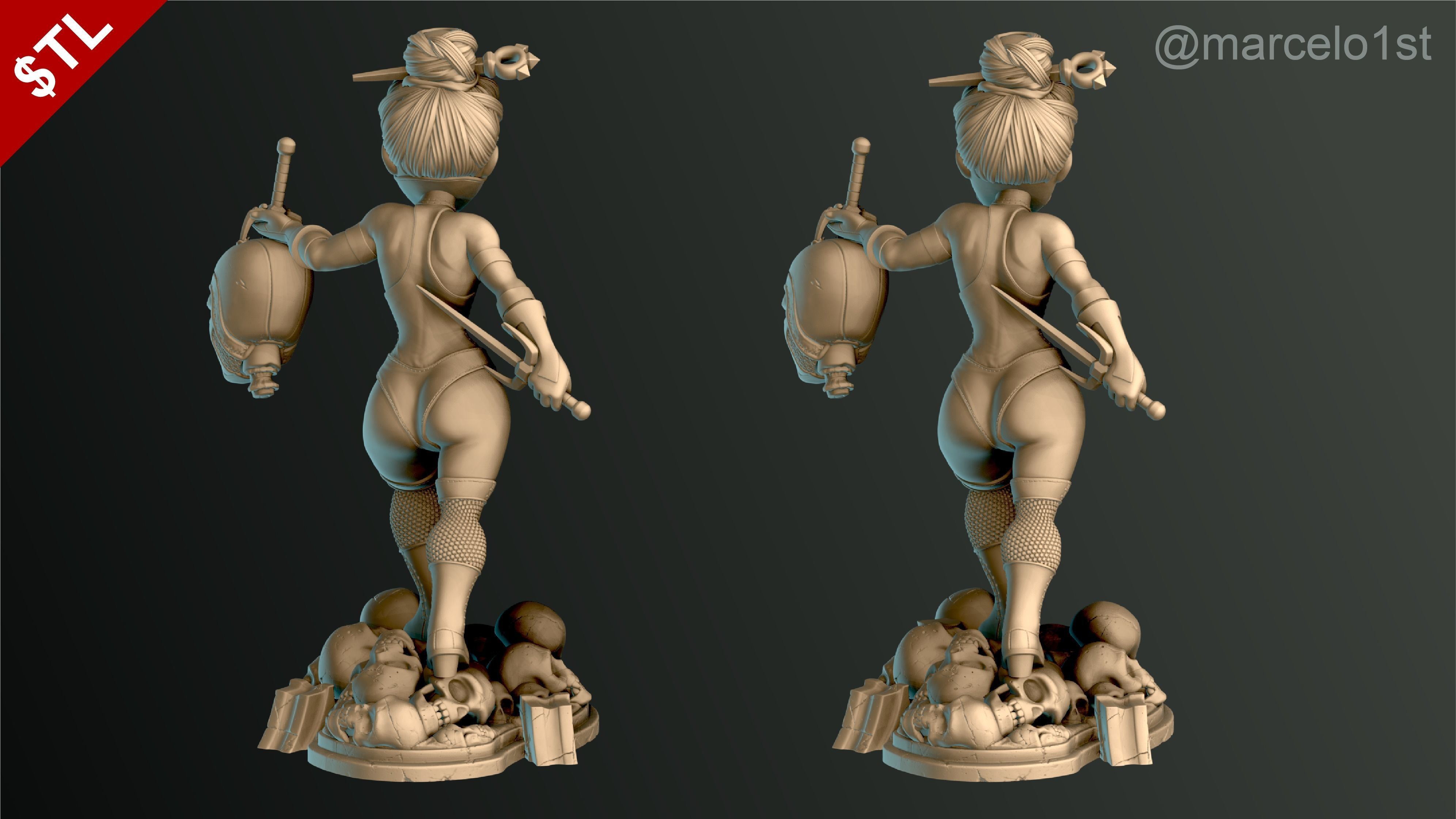 Mileena - Mortal Kombat 3 Statue 3D print model_12