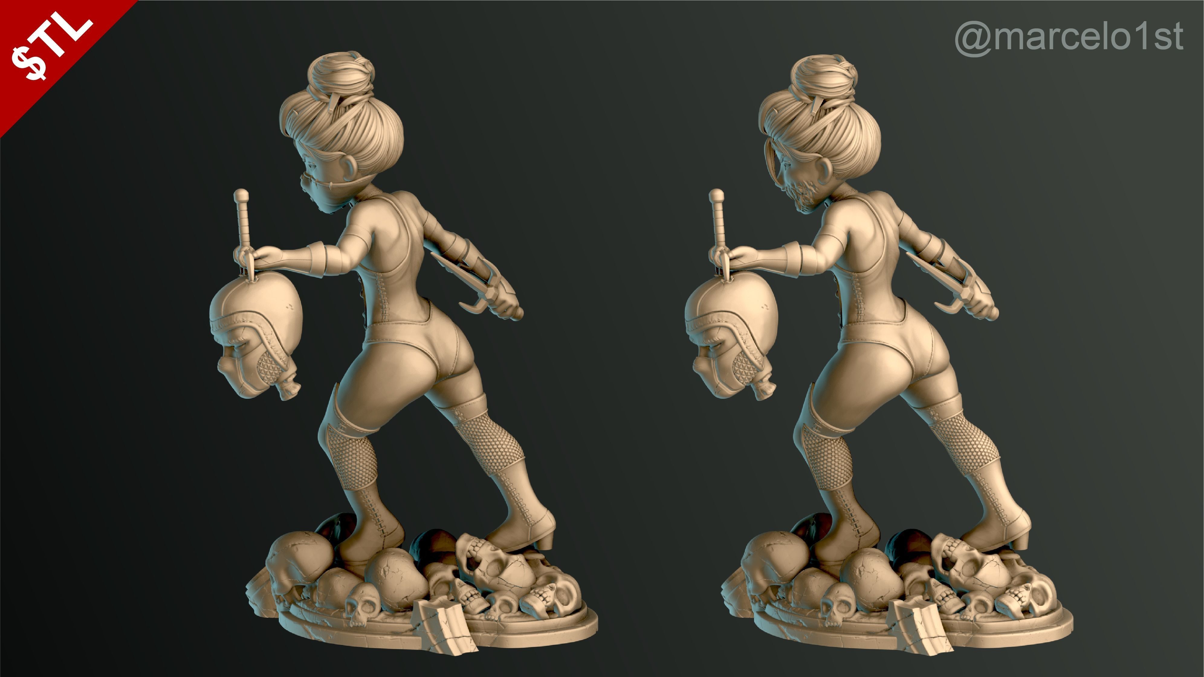 Mileena - Mortal Kombat 3 Statue 3D print model_9