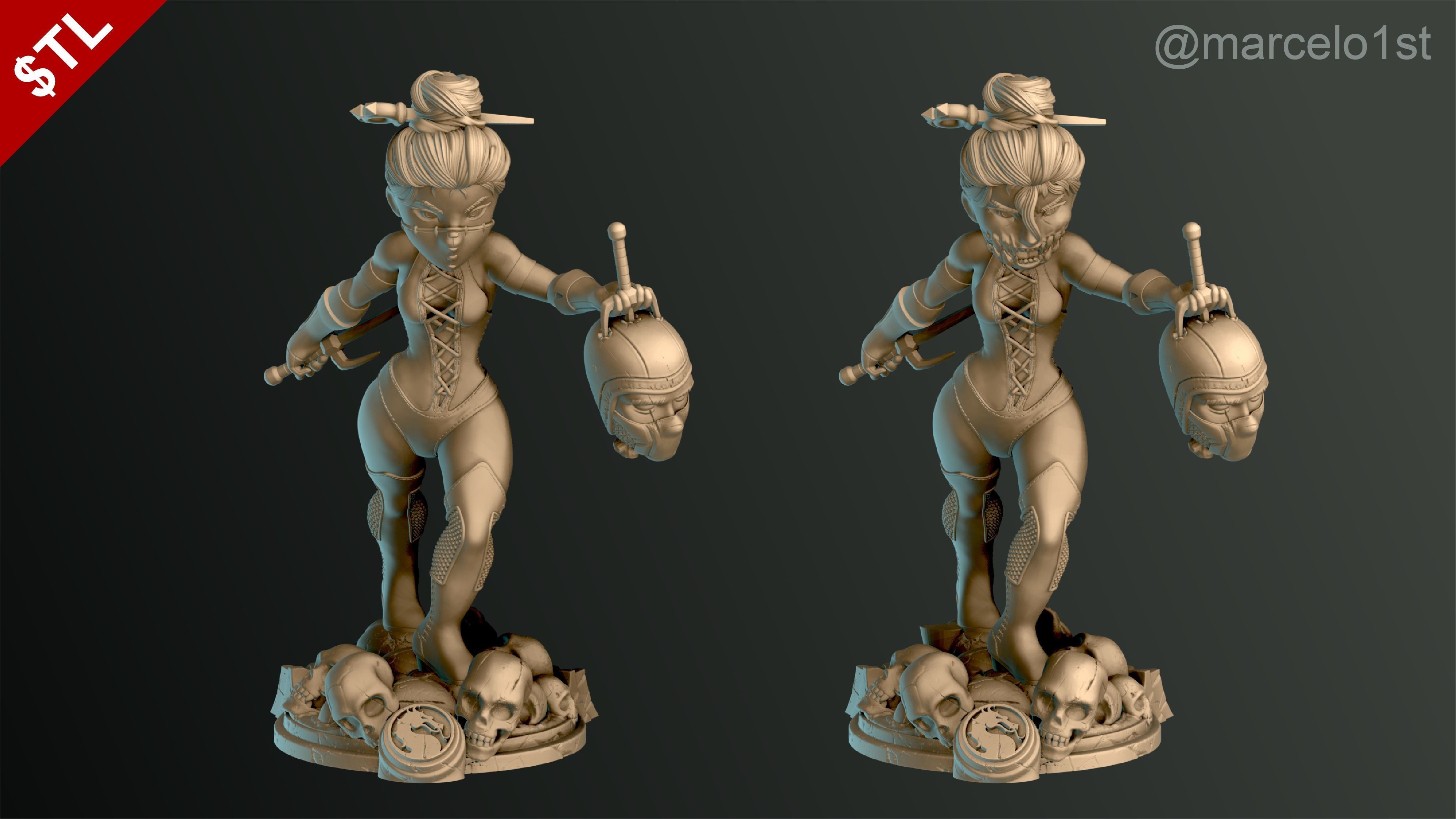 Mileena - Mortal Kombat 3 Statue 3D print model_3