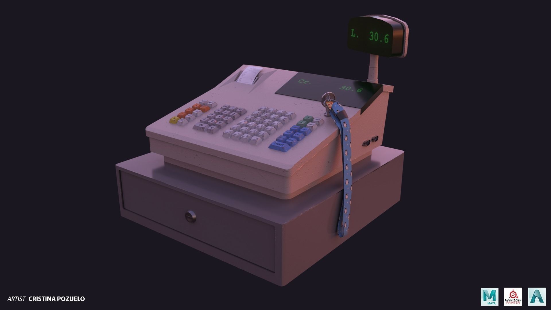 A cute cashier from a bar Low-poly 3D model_3