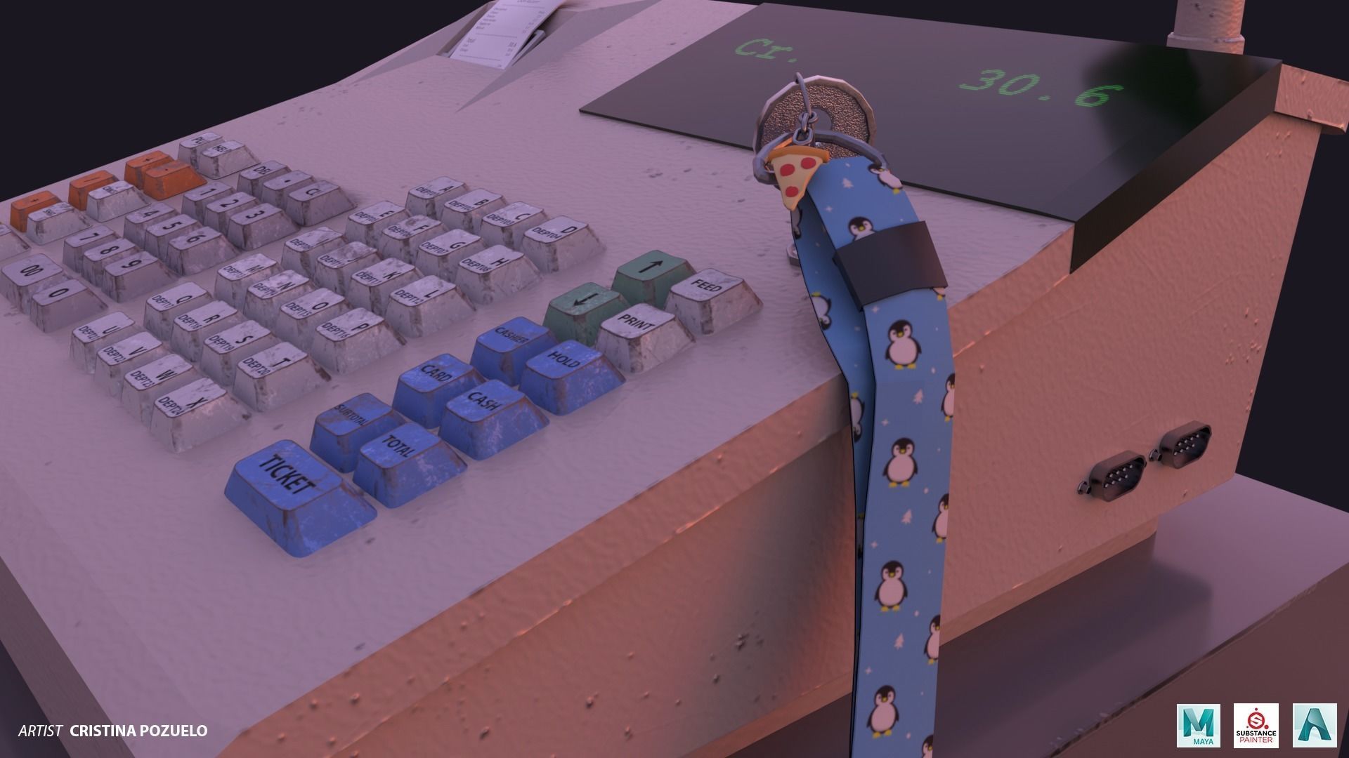 A cute cashier from a bar Low-poly 3D model_4