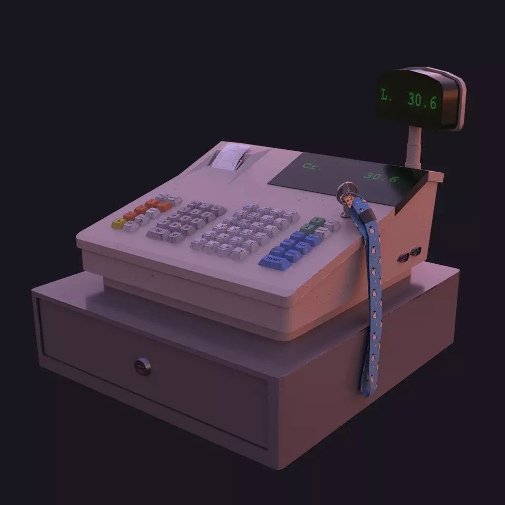 A cute cashier from a bar Low-poly 3D model_0