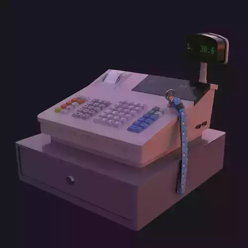 A cute cashier from a bar Low-poly 3D model