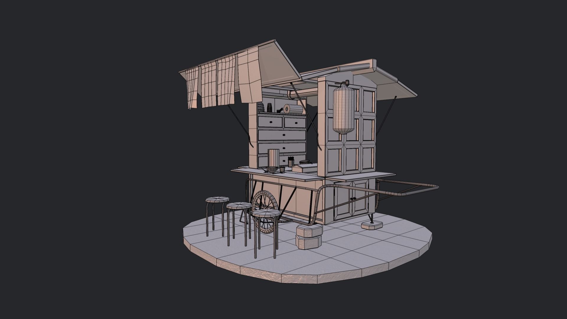 Ramen Cart  Low-poly 3D model_5