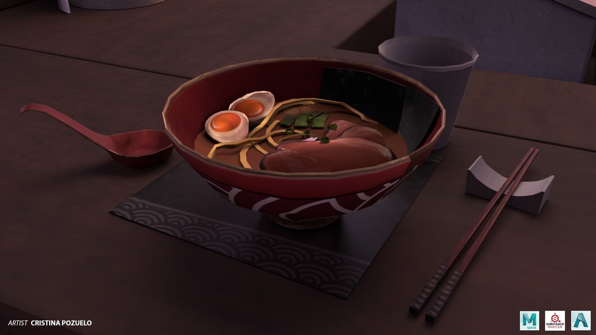 Ramen Cart  Low-poly 3D model_2