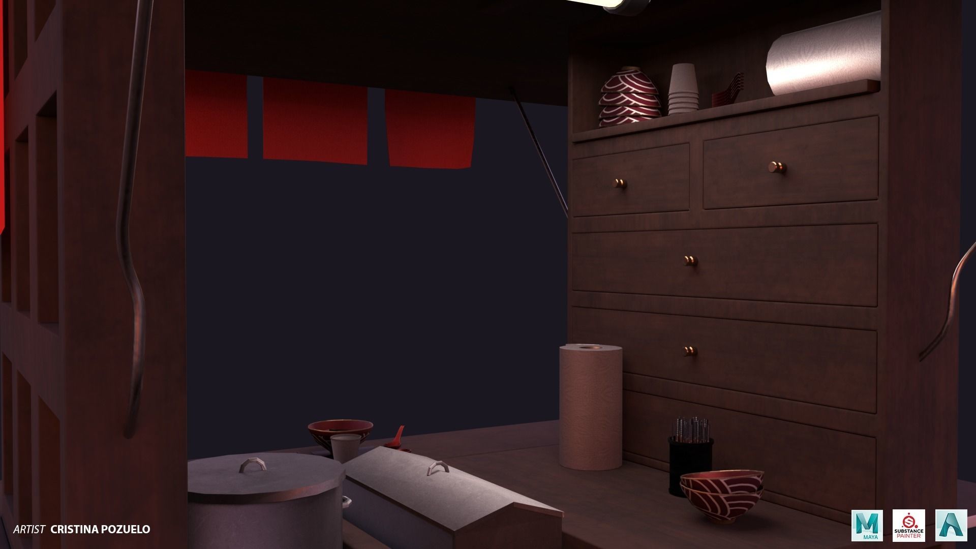 Ramen Cart  Low-poly 3D model_3