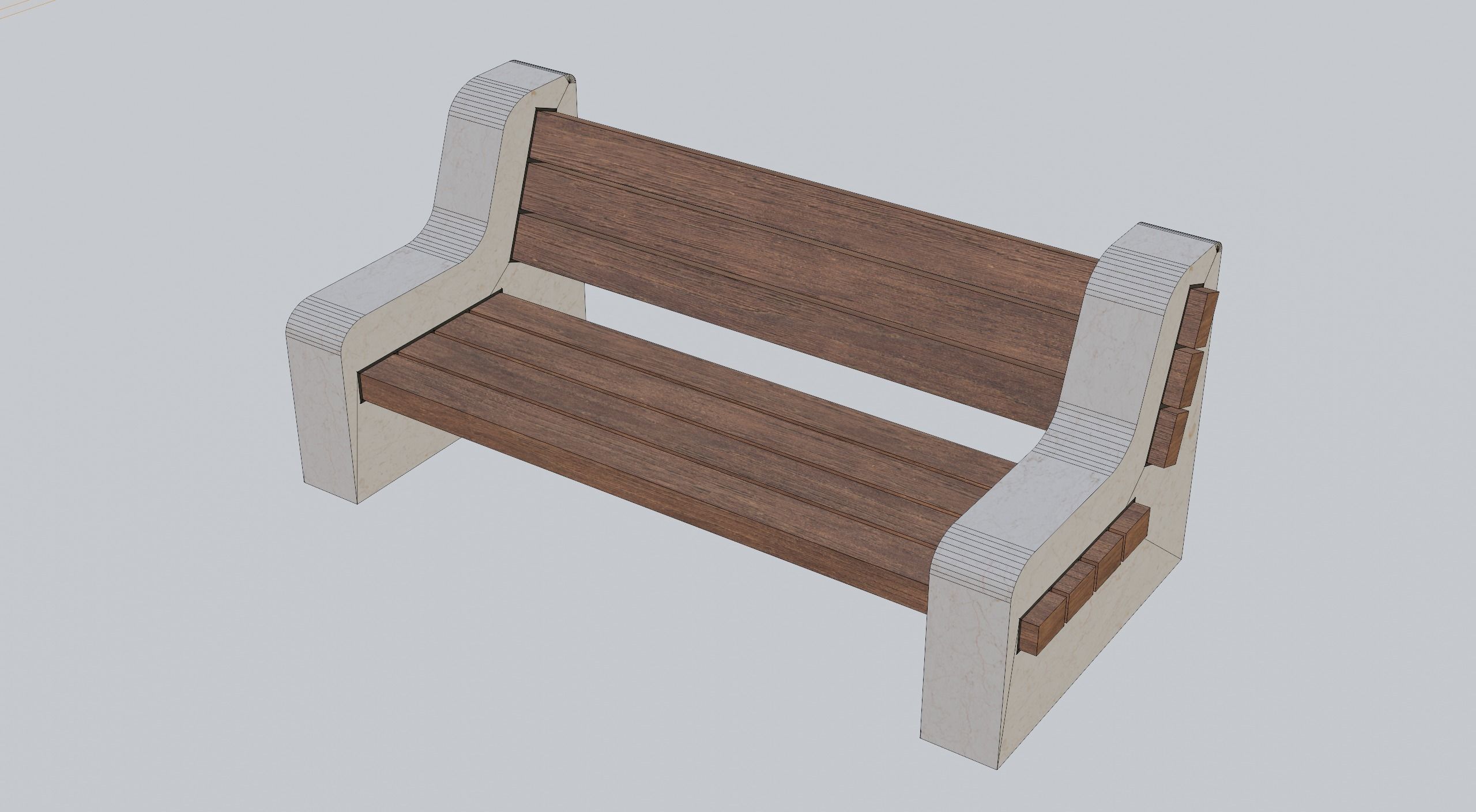 Park Bench Low-poly Low-poly 3D model_6