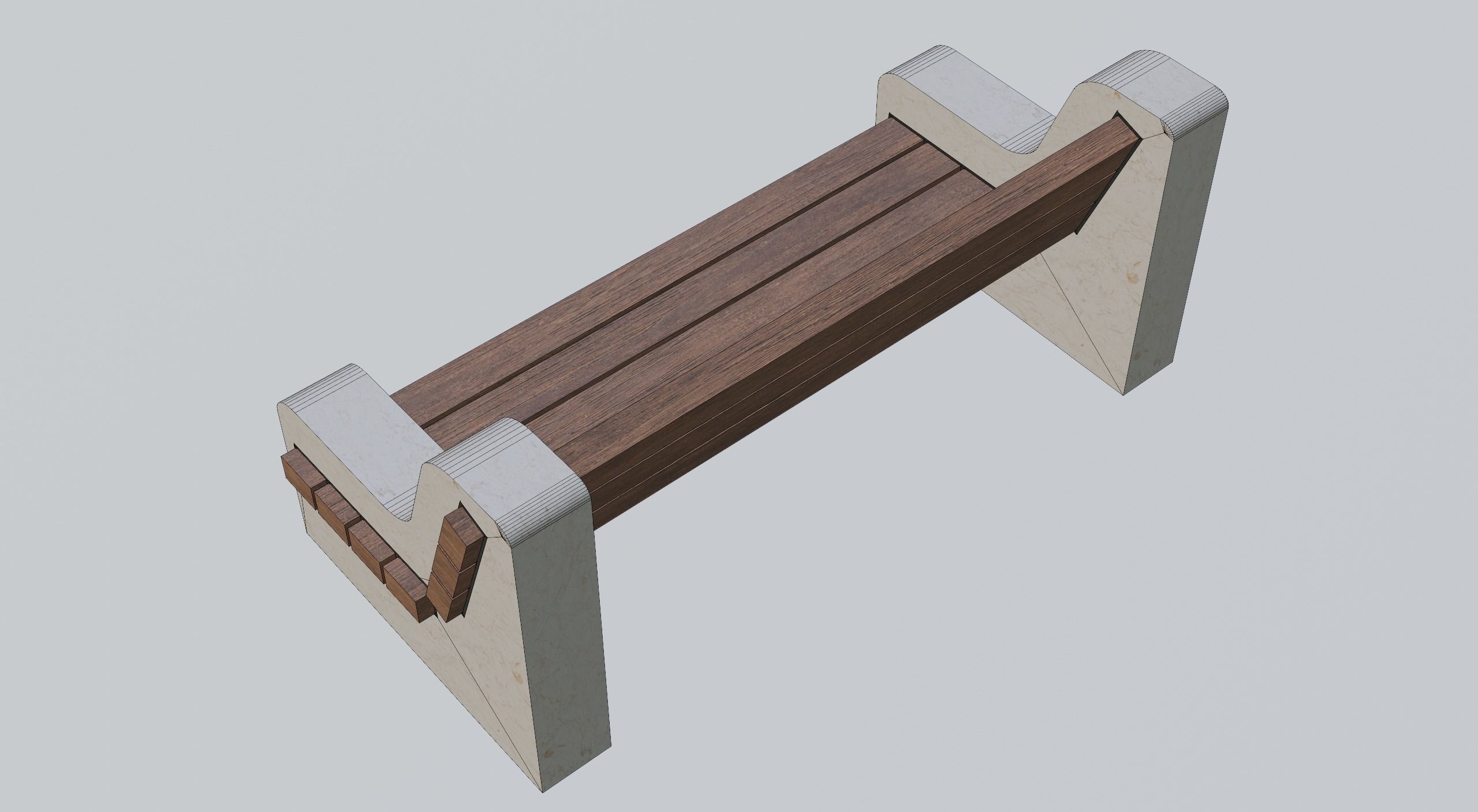 Park Bench Low-poly Low-poly 3D model_7