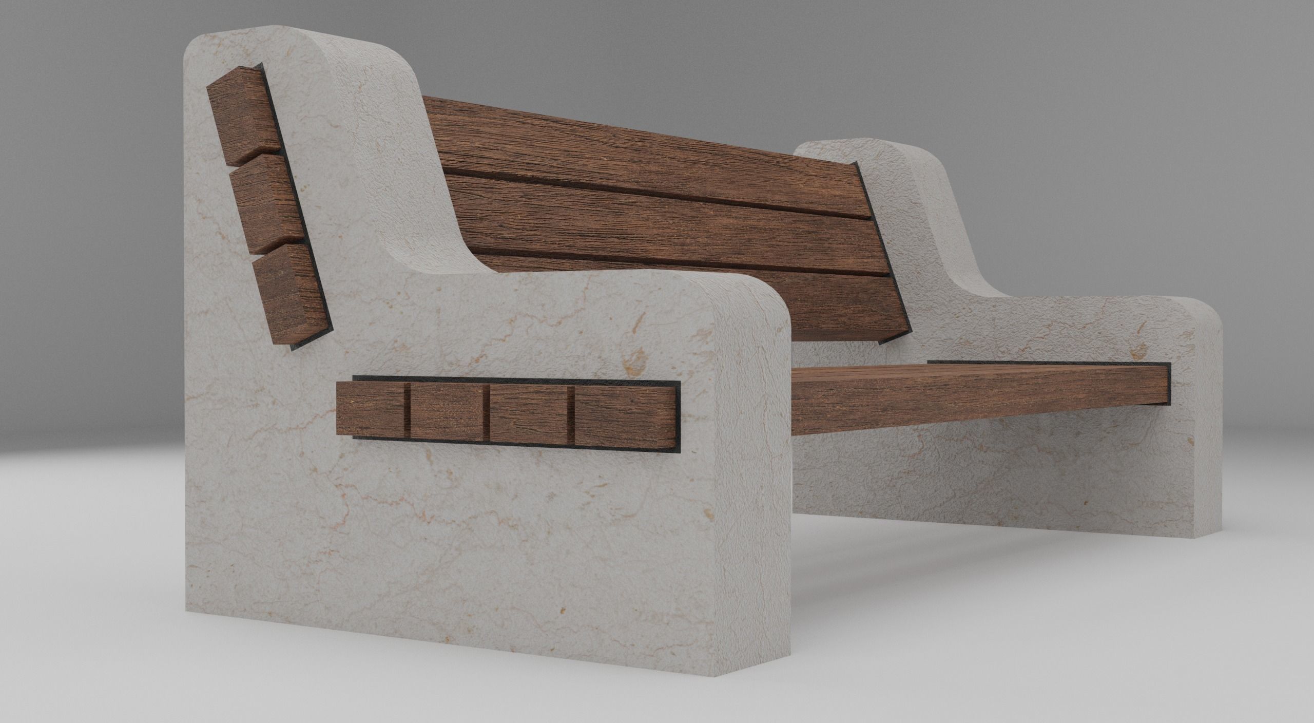 Park Bench Low-poly Low-poly 3D model_2
