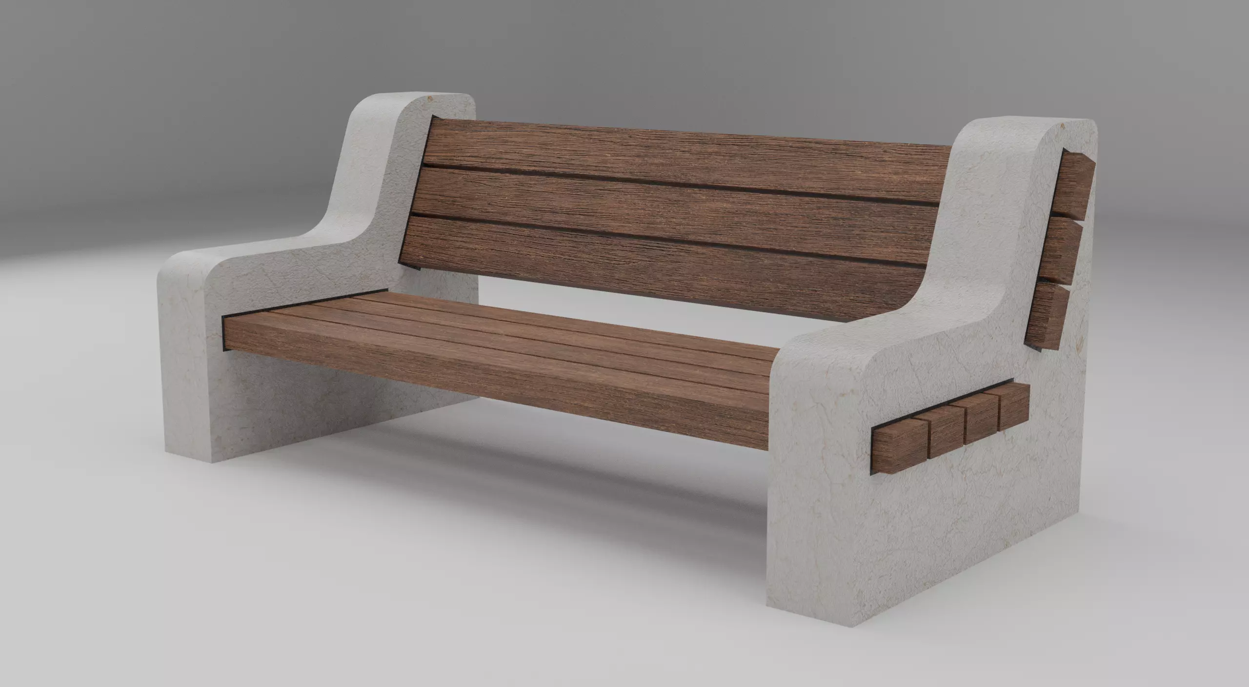 Park Bench Low-poly Low-poly 3D model_0