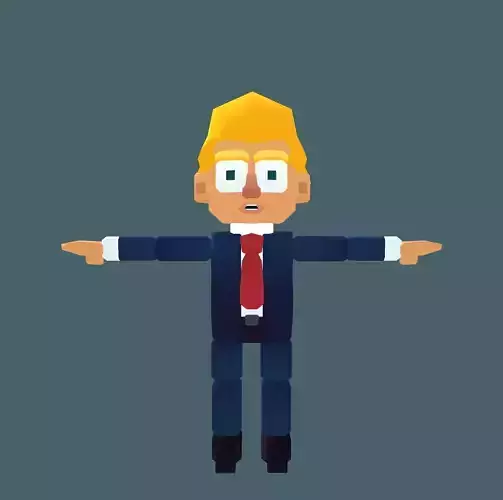 Trump Politician Rigged Cartoon Character Low-poly 3D model