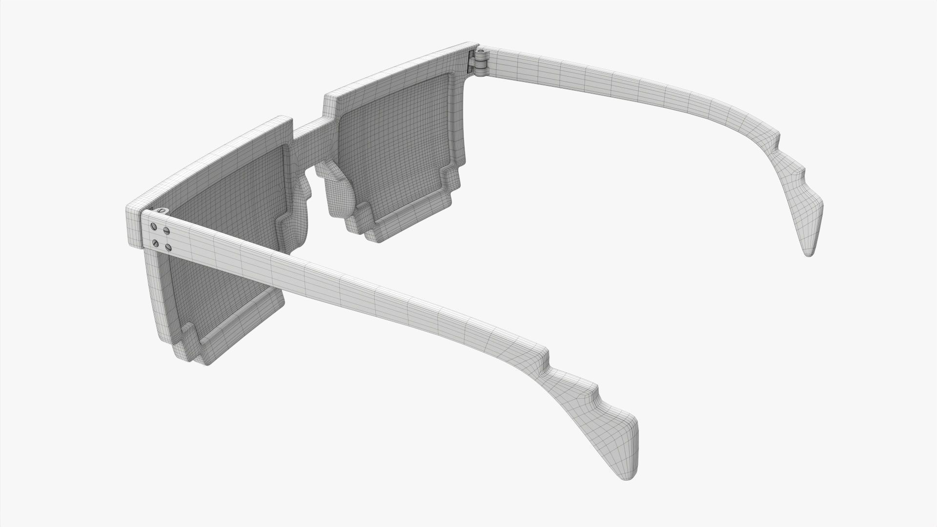 Pixel style glasses blue 3D model_9