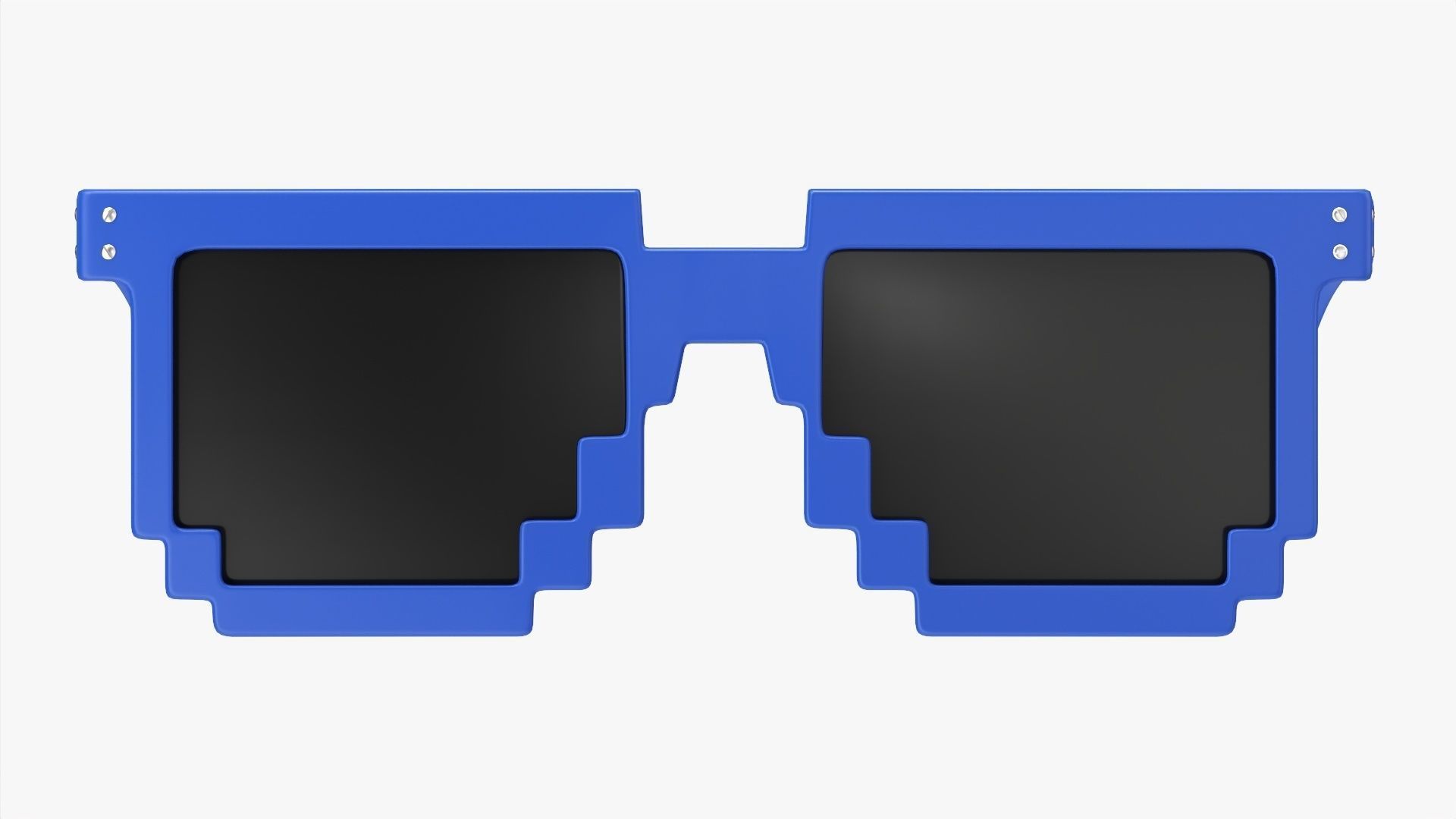 Pixel style glasses blue 3D model_5