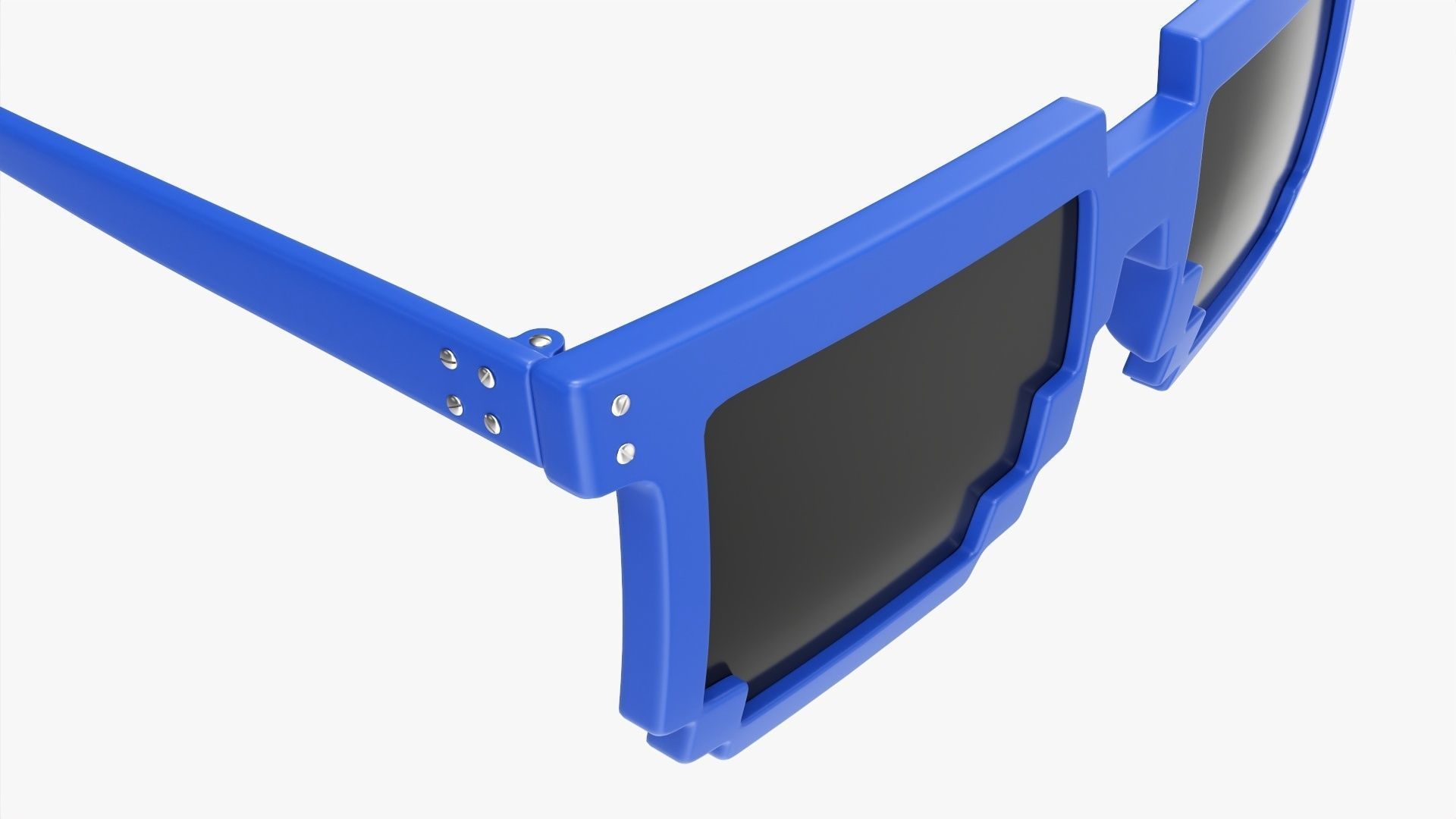 Pixel style glasses blue 3D model_3