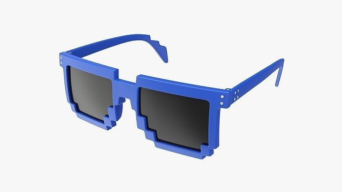 Pixel style glasses blue 3D model