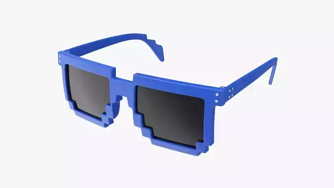 Pixel style glasses blue 3D model