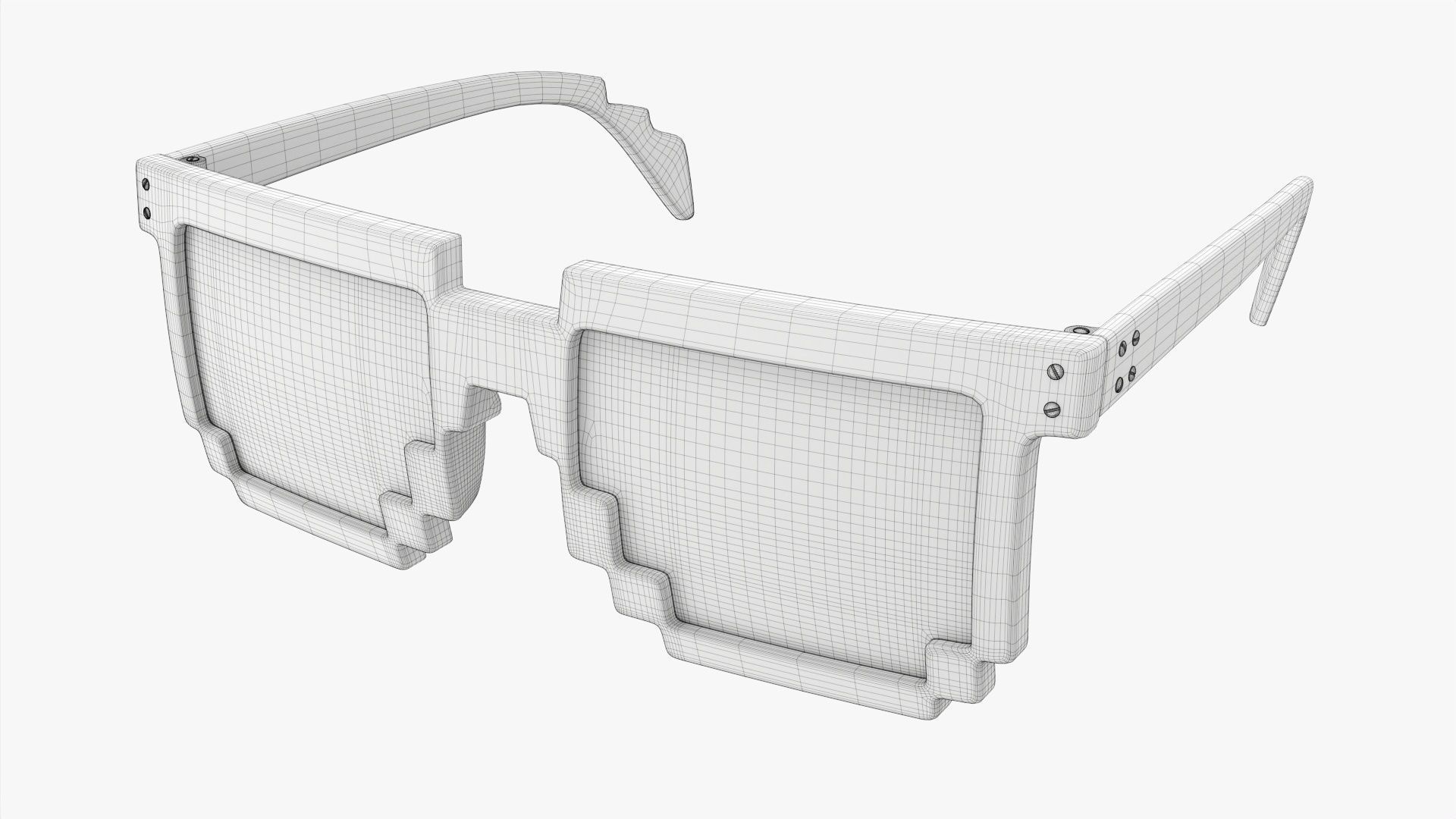 Pixel style glasses blue 3D model_8