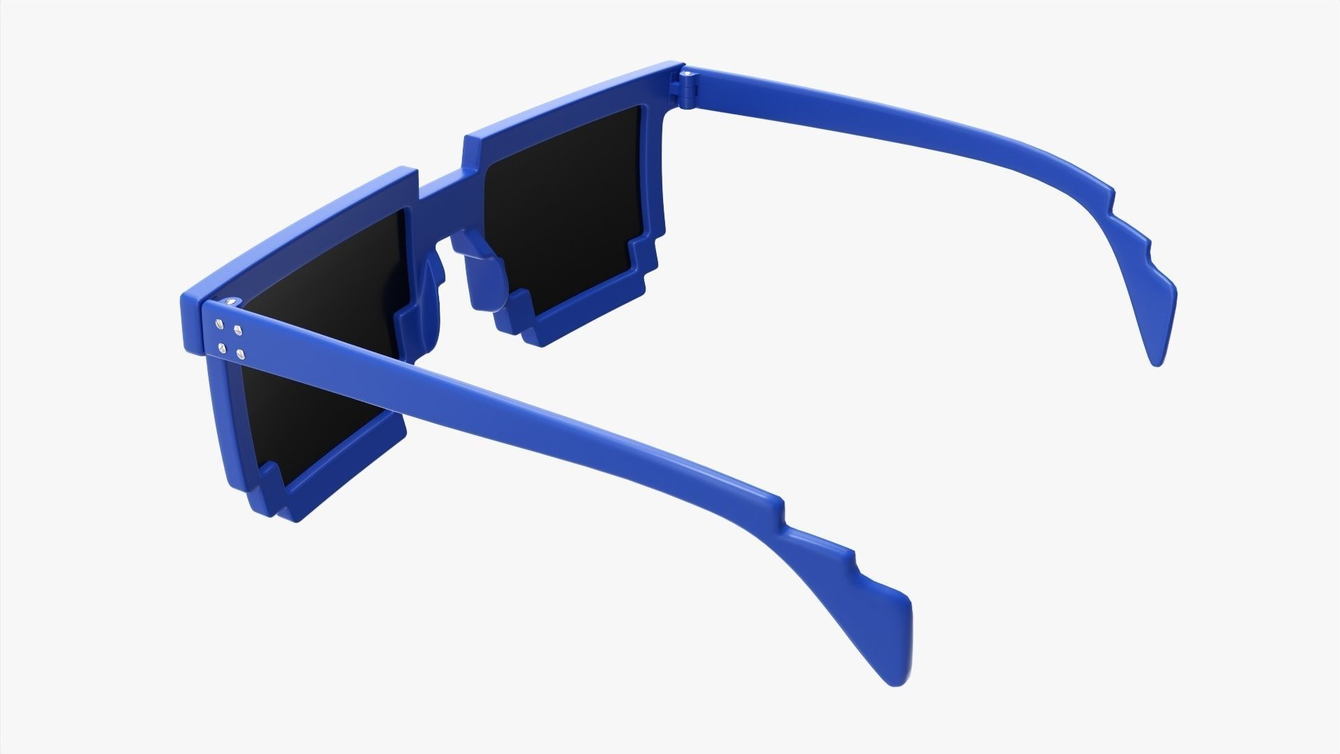 Pixel style glasses blue 3D model_2