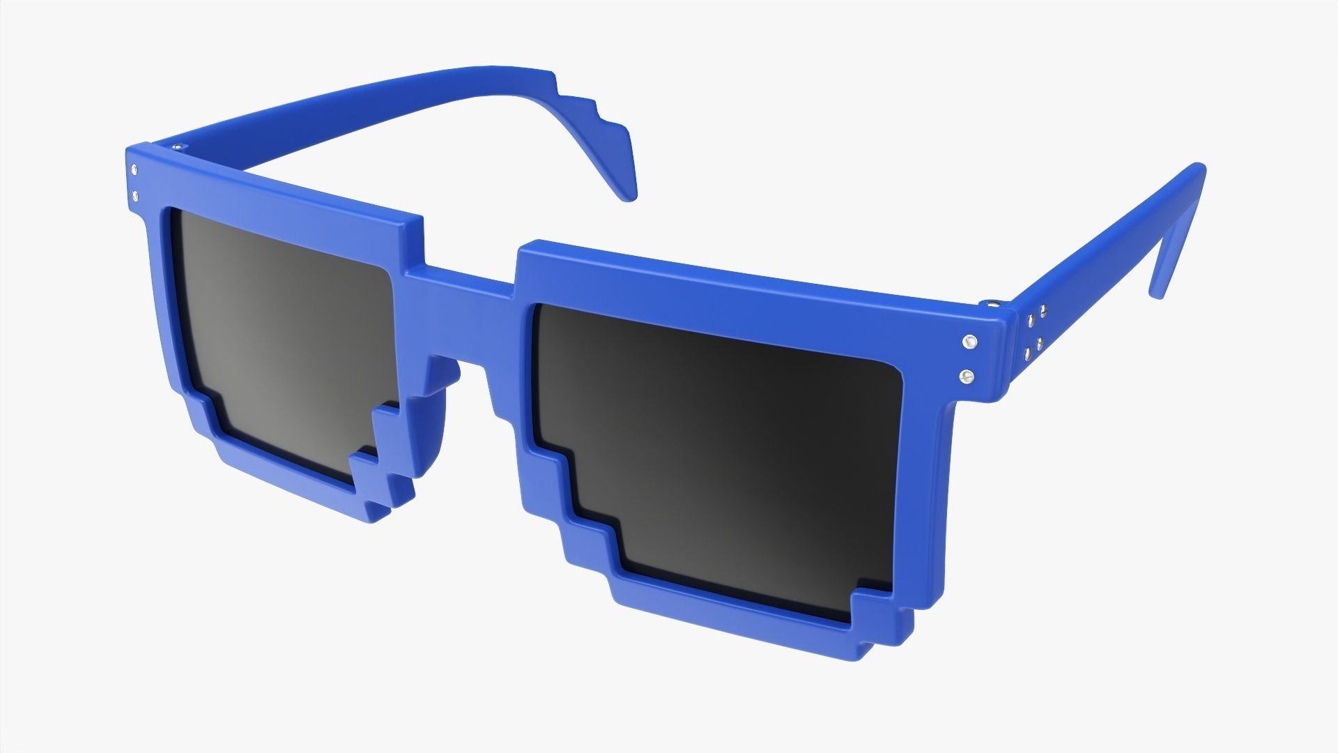 Pixel style glasses blue 3D model_1