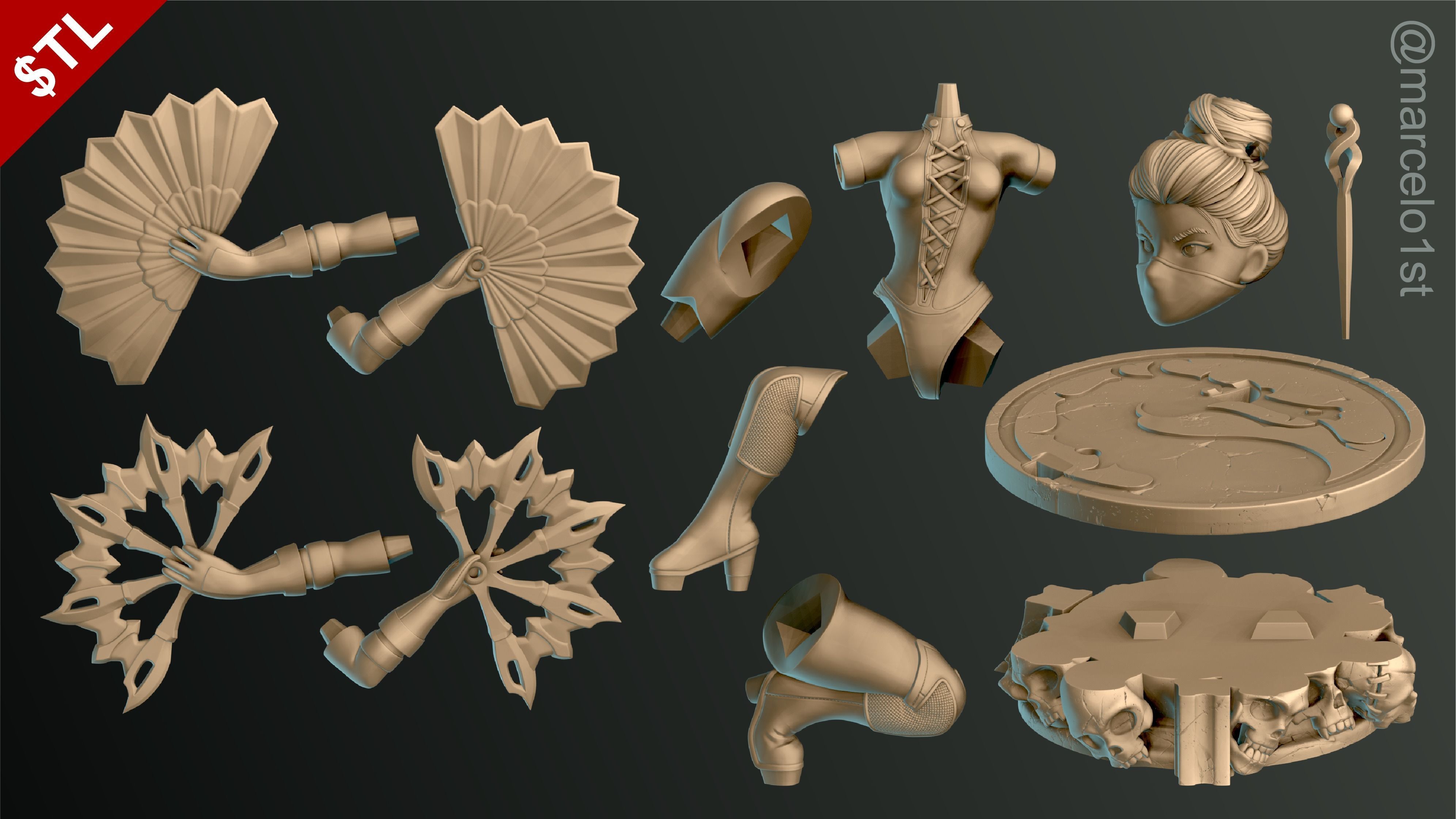 Kitana - Mortal Kombat 3 Statue 3D print model_1