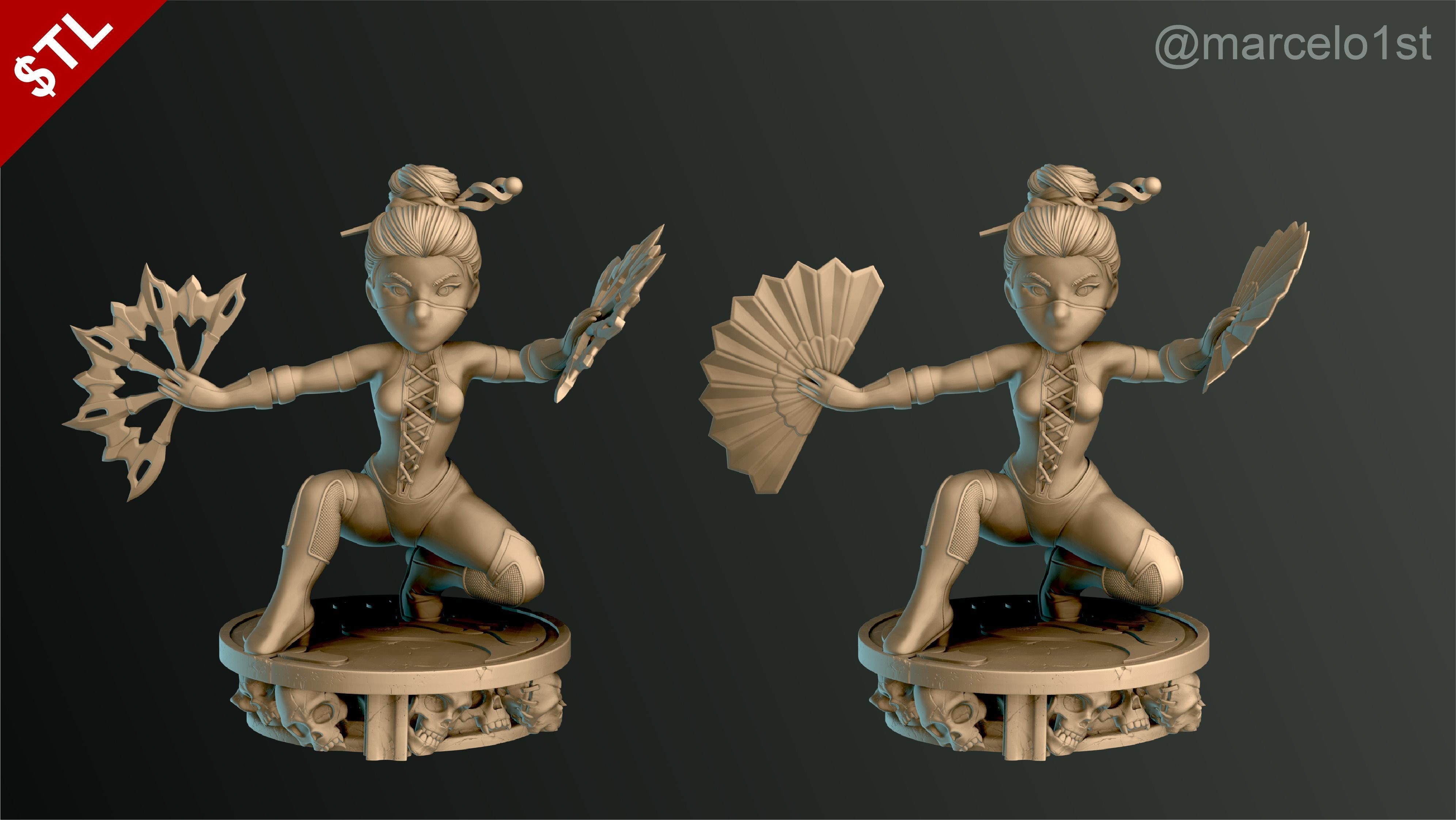 Kitana - Mortal Kombat 3 Statue 3D print model_3