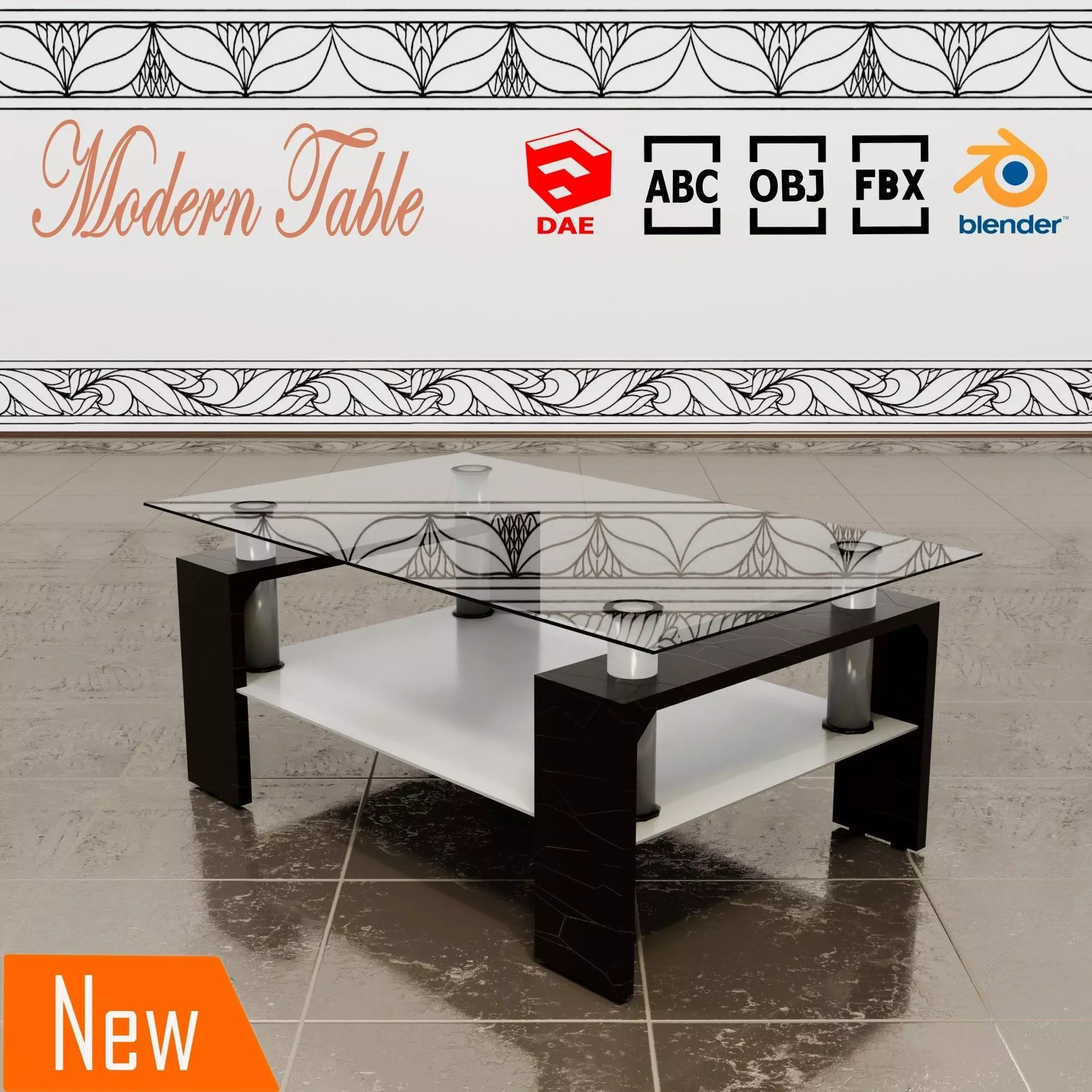 Journal Table  Low-poly 3D model_0