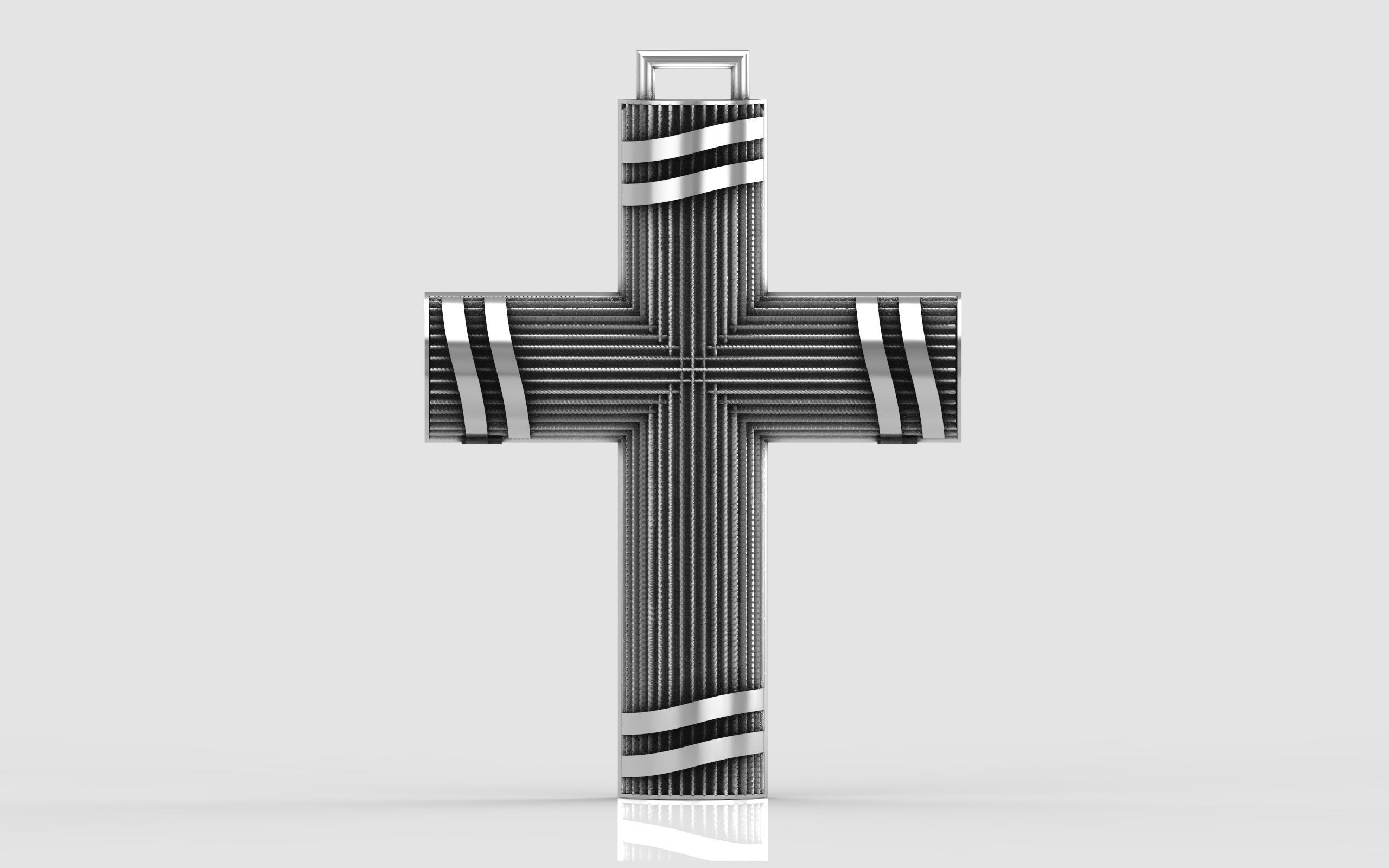 Cross patterned cross with texture saint jesus cristian 5 3D print model_10