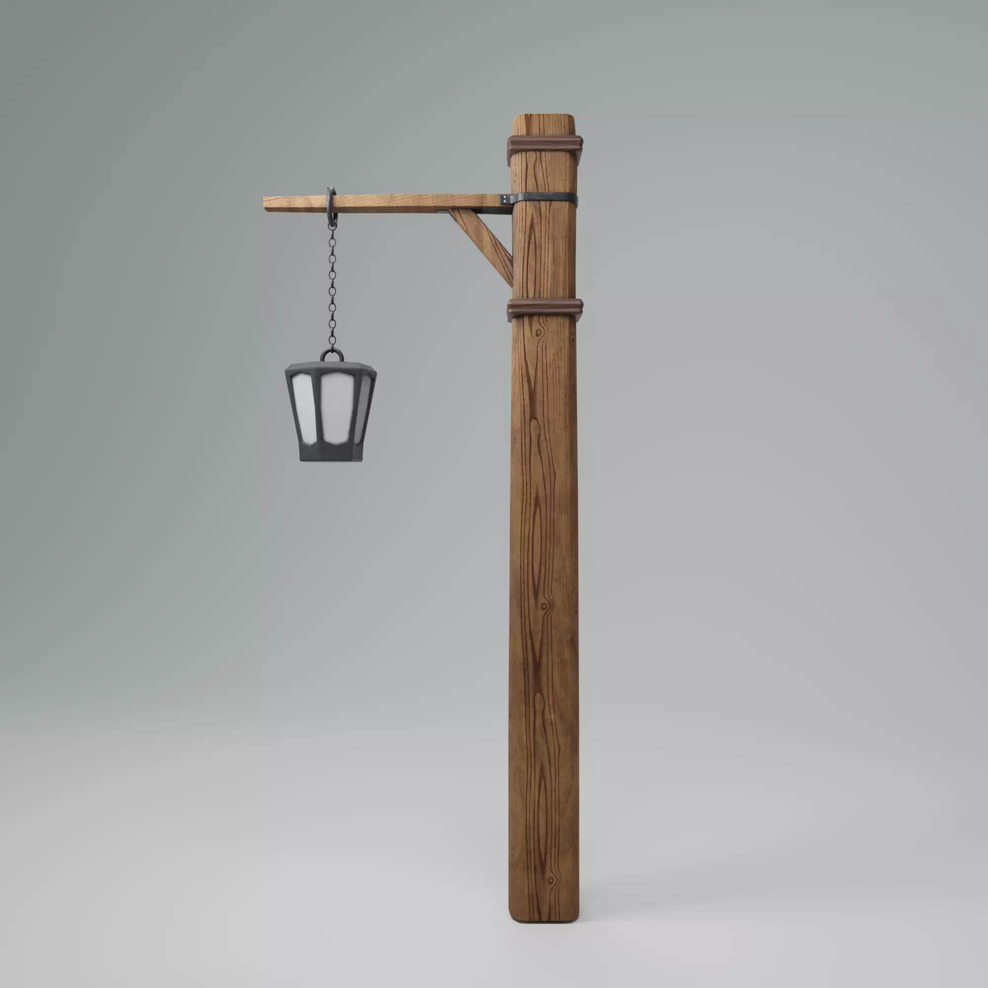 Wood pillar lamp Free low-poly 3D model