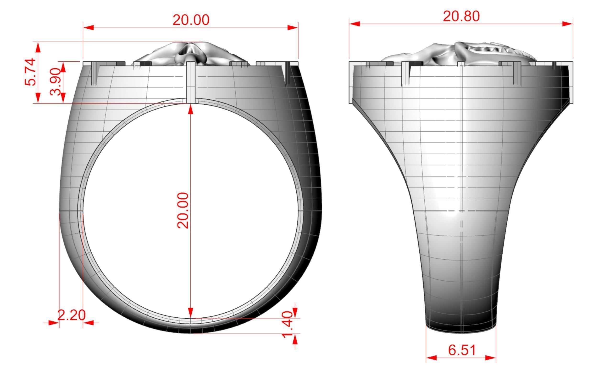 Skull ring 1601 3D print model_8