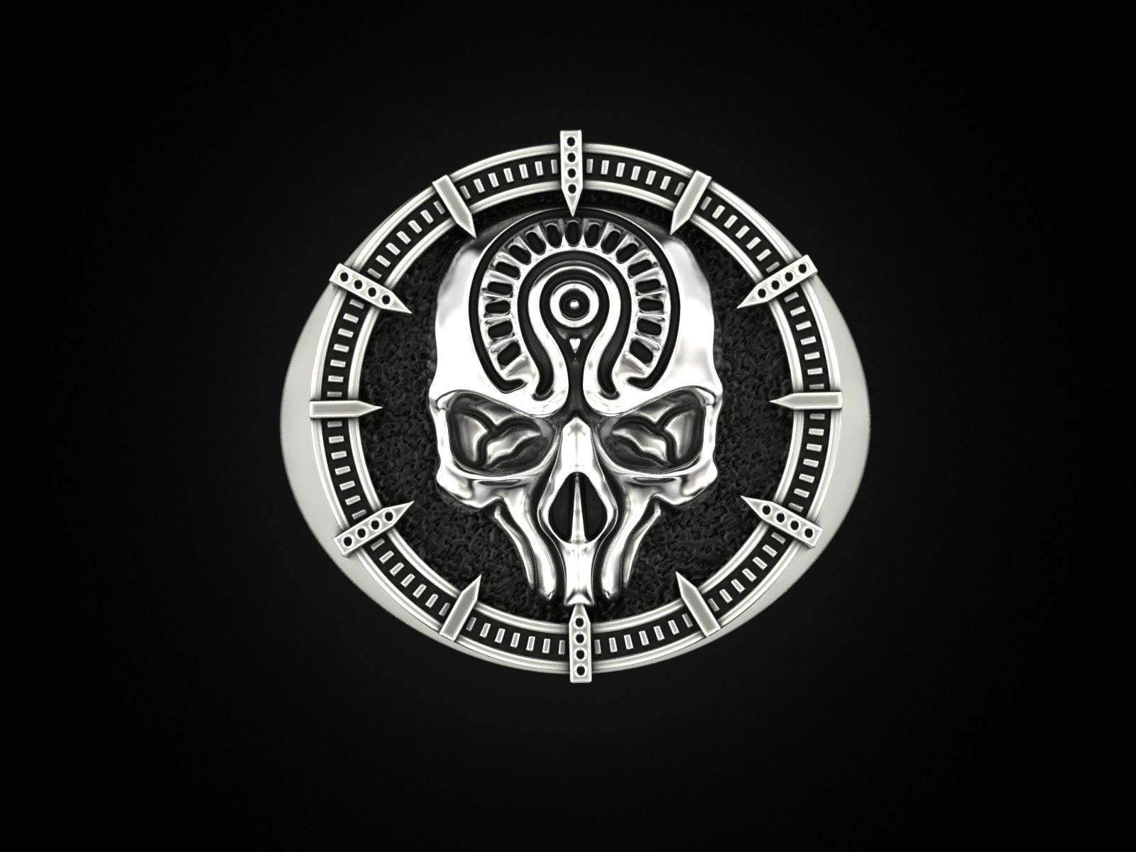 Skull ring 1601 3D print model_2