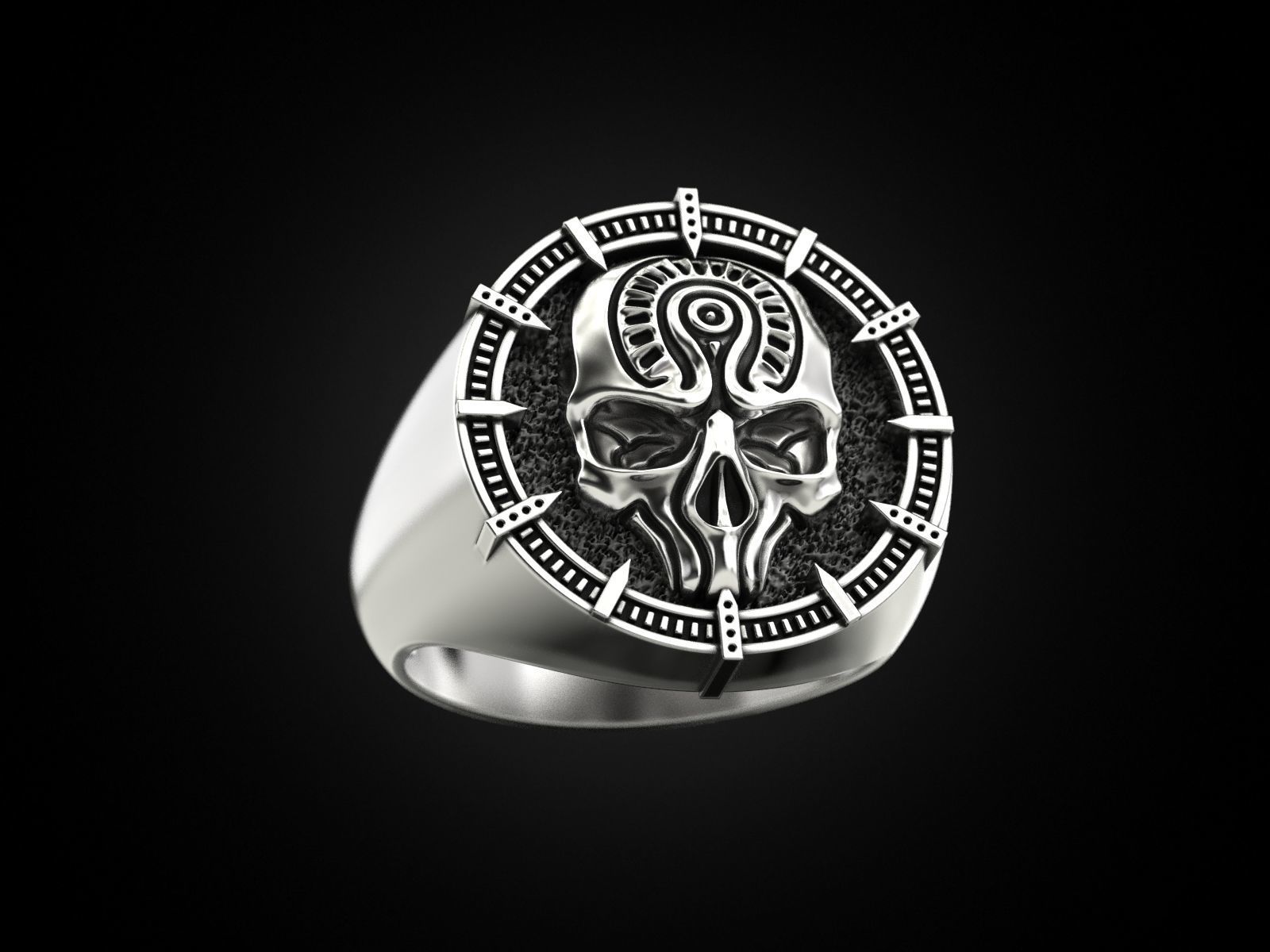 Skull ring 1601 3D print model_5
