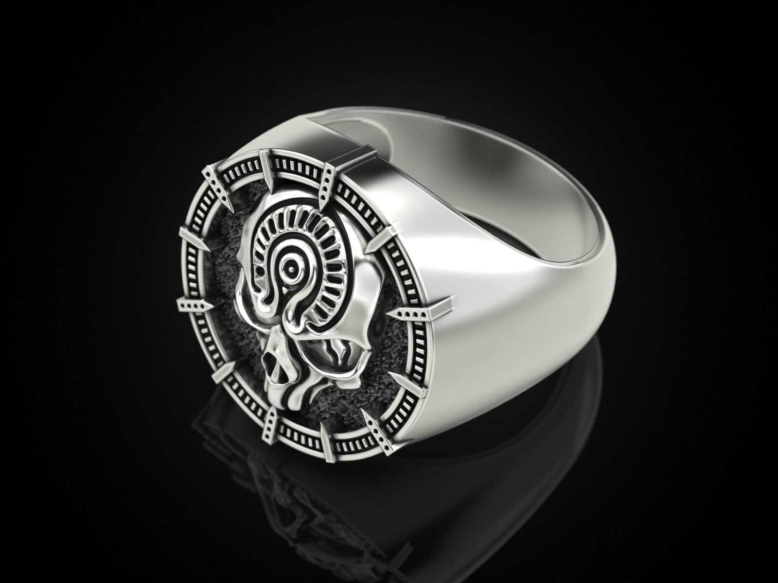 Skull ring 1601 3D print model_3