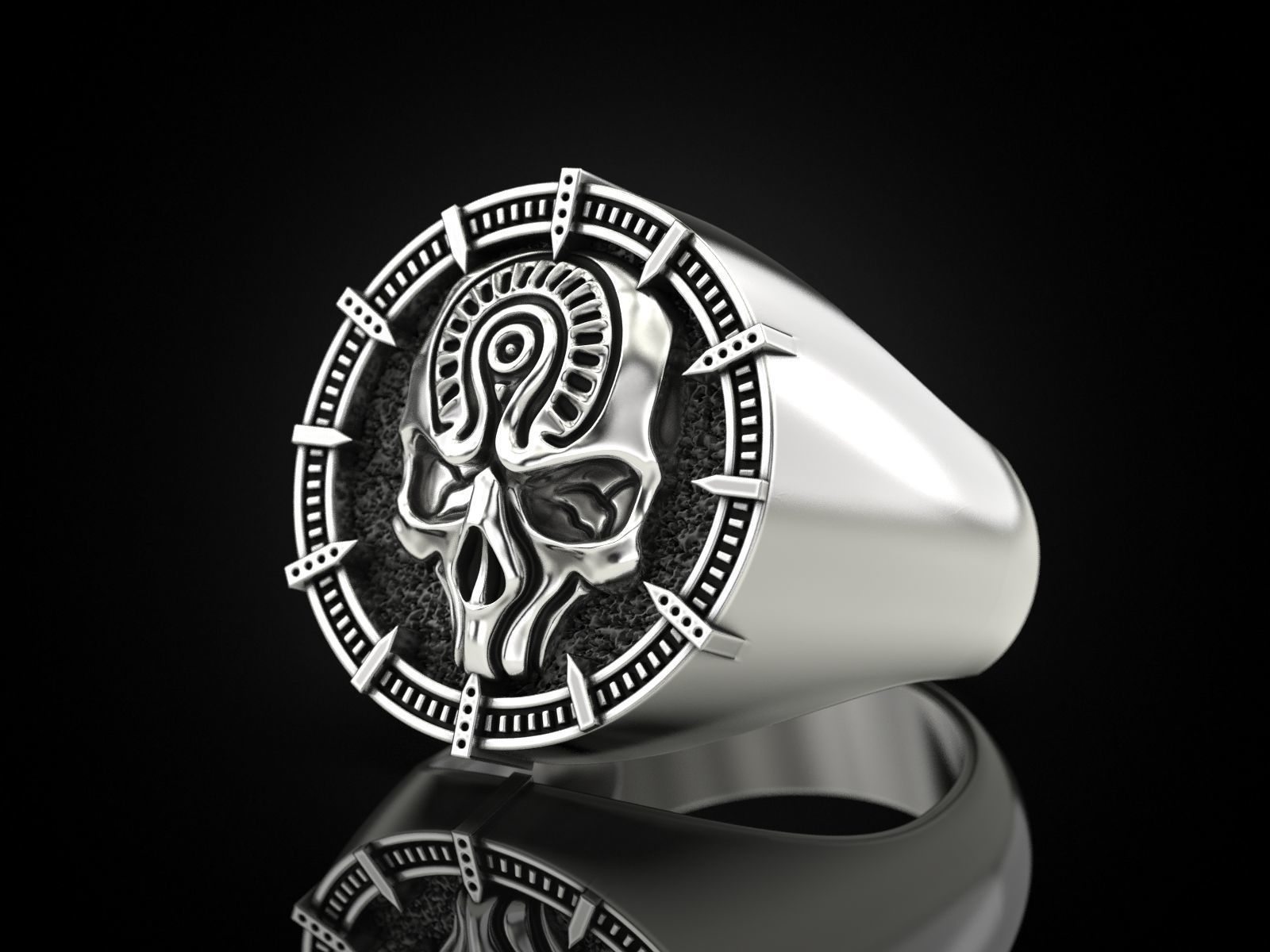 Skull ring 1601 3D print model_4