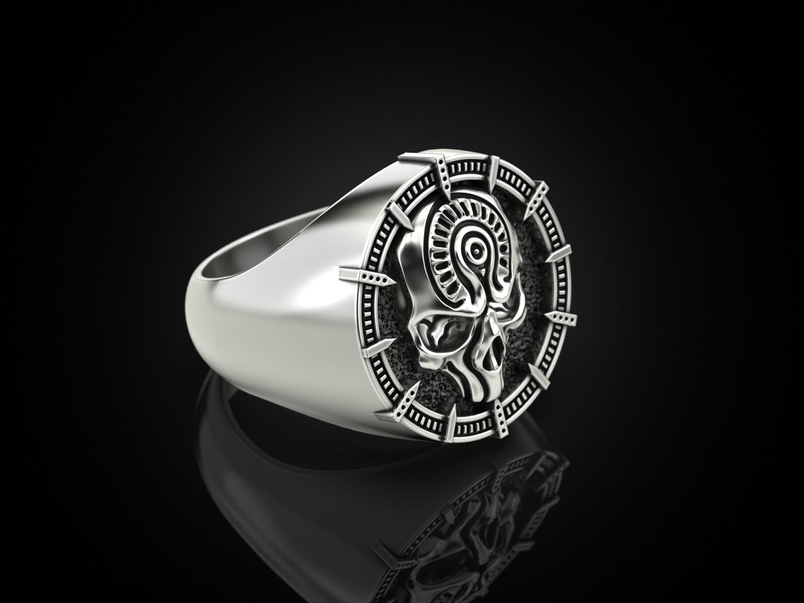 Skull ring 1601 3D print model_6