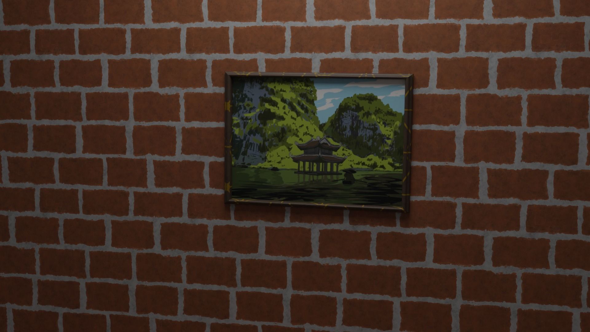 TempleTable tall wall with door Low-poly 3D model_6